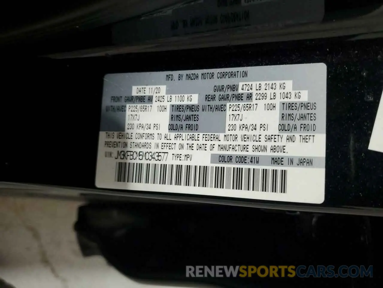 13 fotografías del automóvil dañado JM3KFBCM5M0343577 MAZDA CX-5 2021