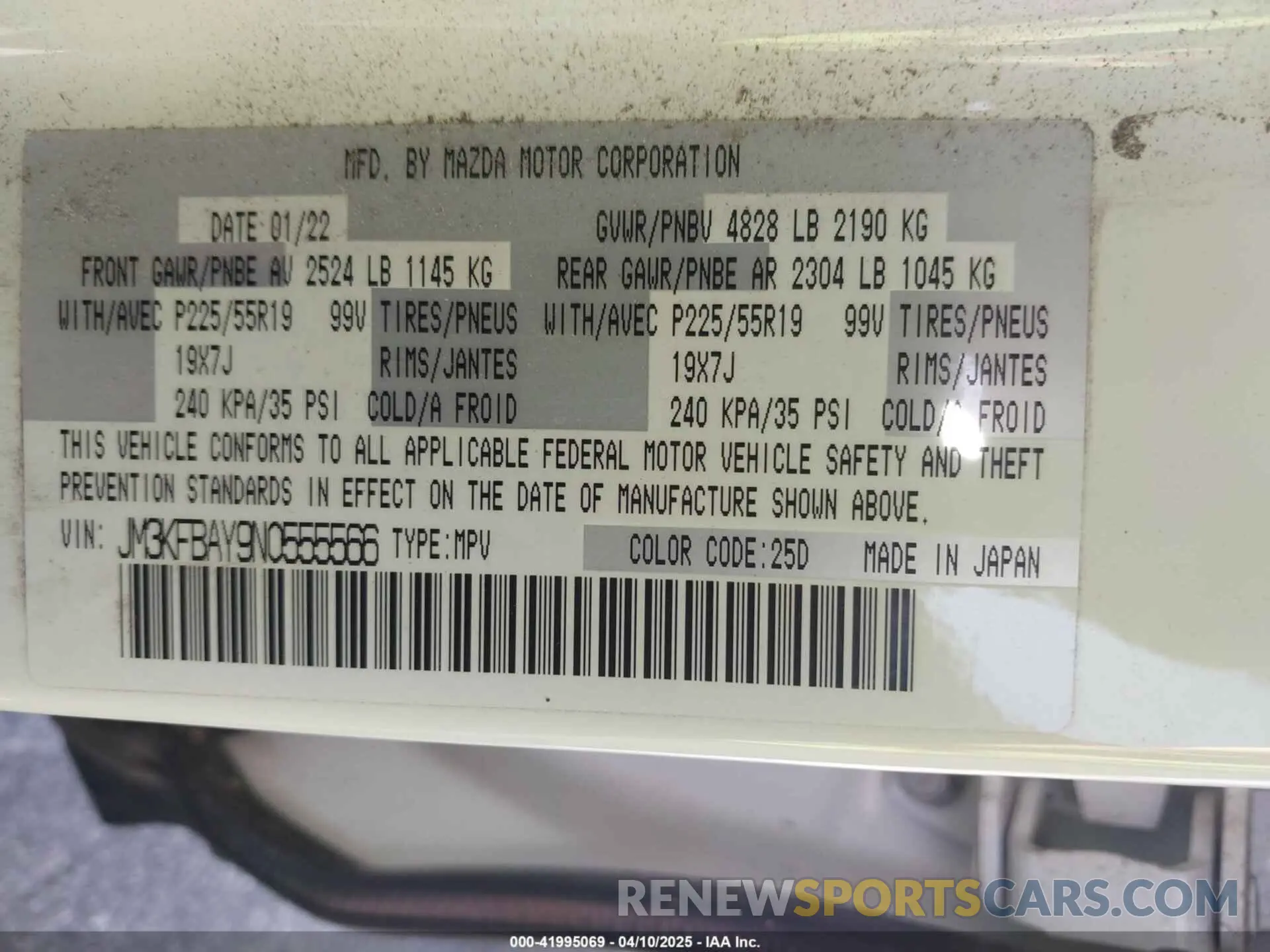 9 fotografías del automóvil dañado JM3KFBAY9N0555566 MAZDA CX-5 2022