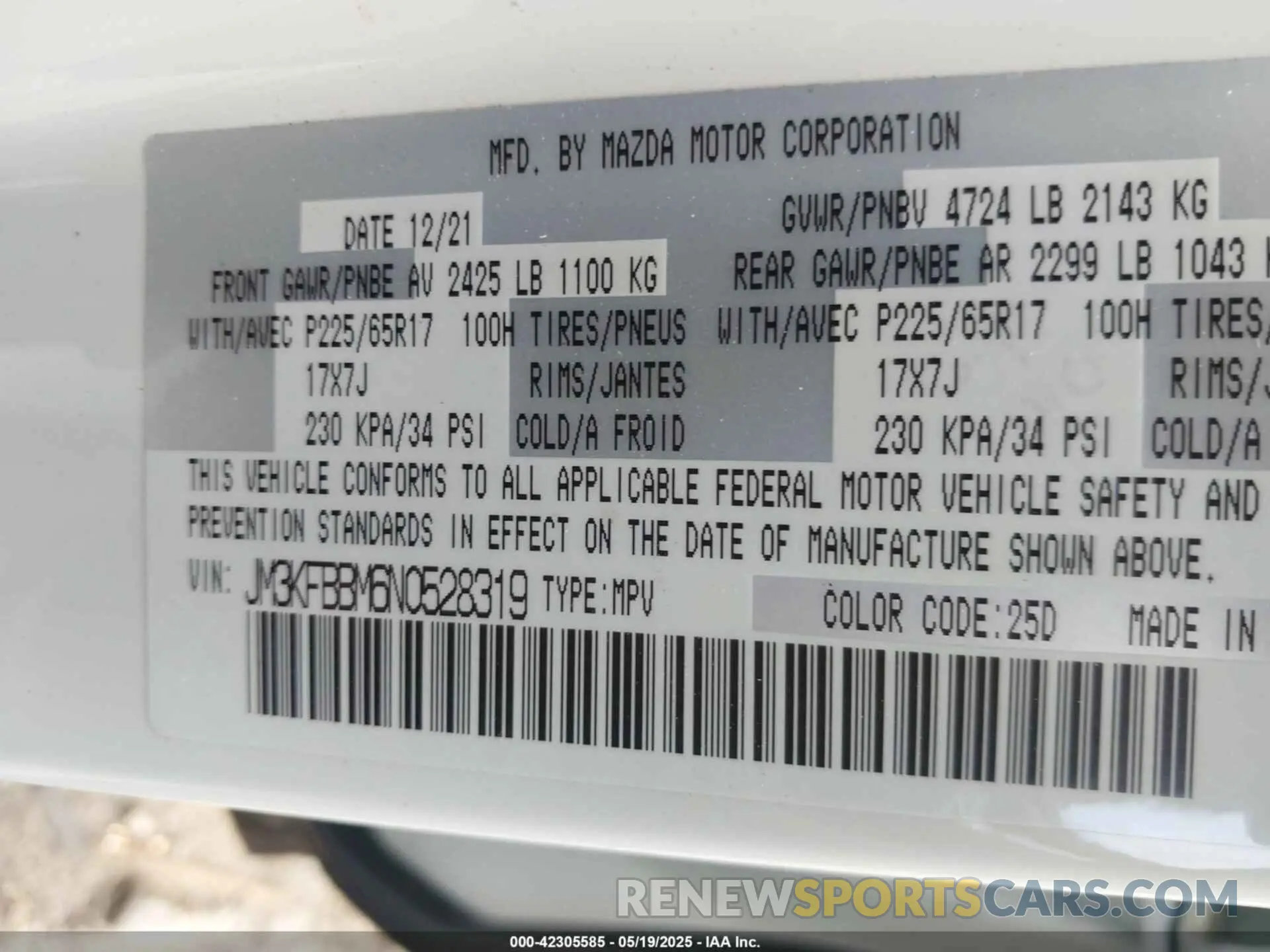 9 fotografías del automóvil dañado JM3KFBBM6N0528319 MAZDA CX-5 2022