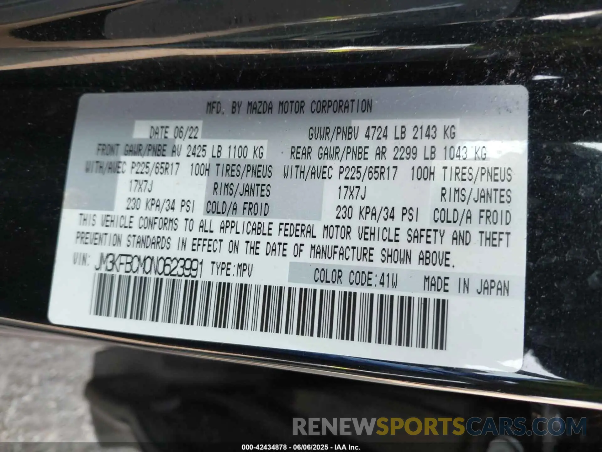 9 fotografías del automóvil dañado JM3KFBCM0N0623991 MAZDA CX-5 2022