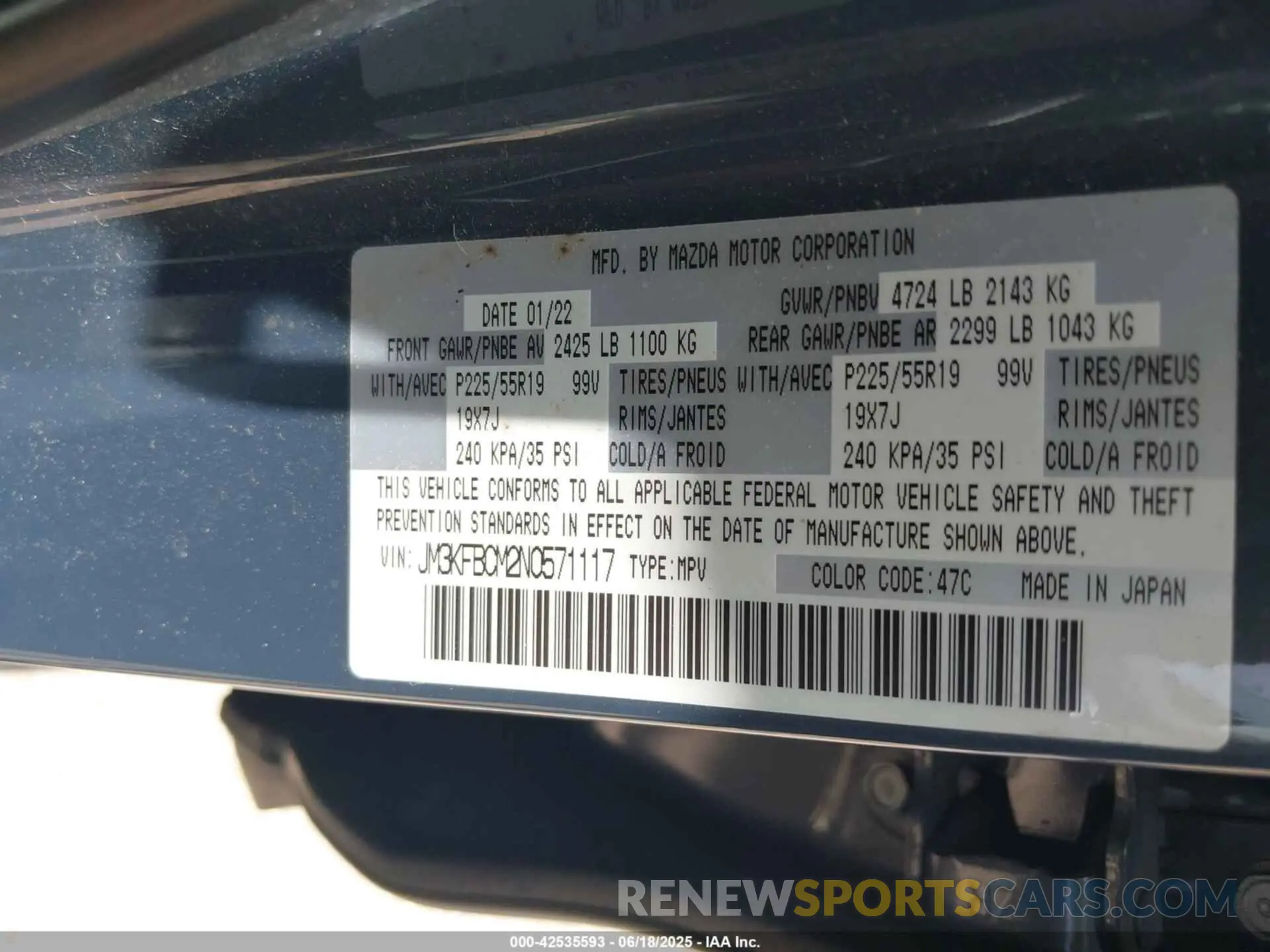 9 fotografías del automóvil dañado JM3KFBCM2N0571117 MAZDA CX-5 2022