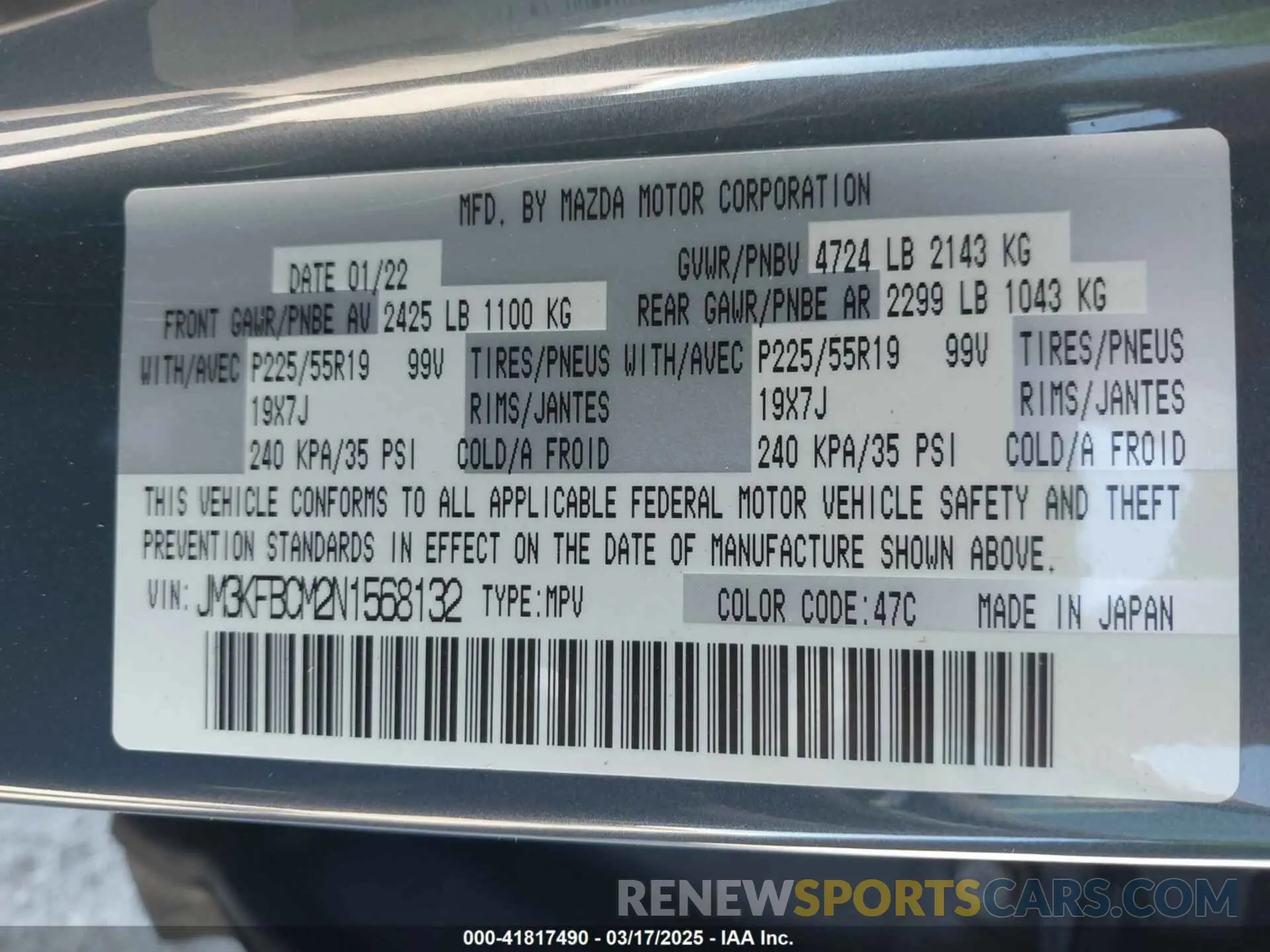 9 fotografías del automóvil dañado JM3KFBCM2N1568132 MAZDA CX-5 2022