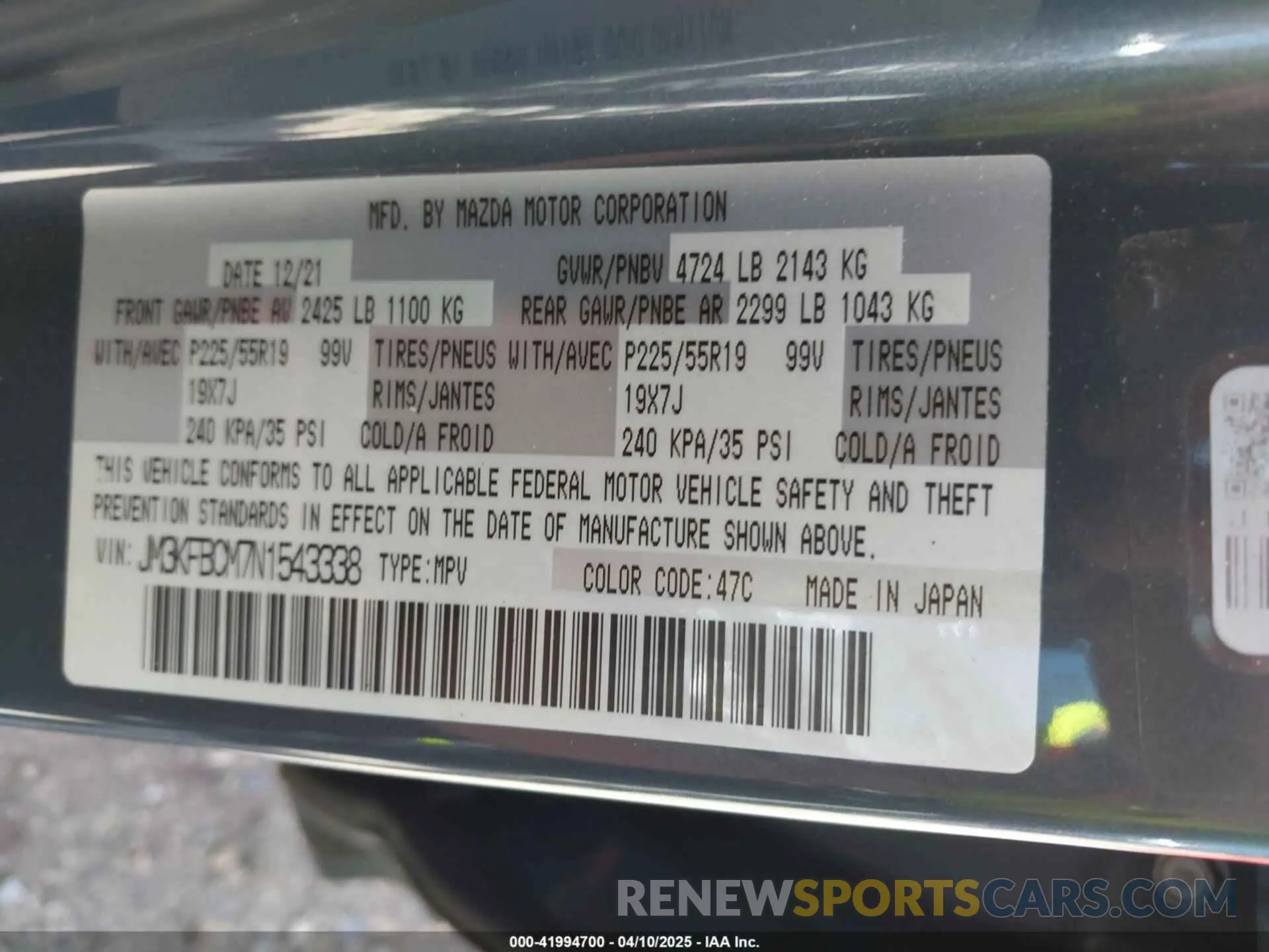 9 fotografías del automóvil dañado JM3KFBCM7N1543338 MAZDA CX-5 2022