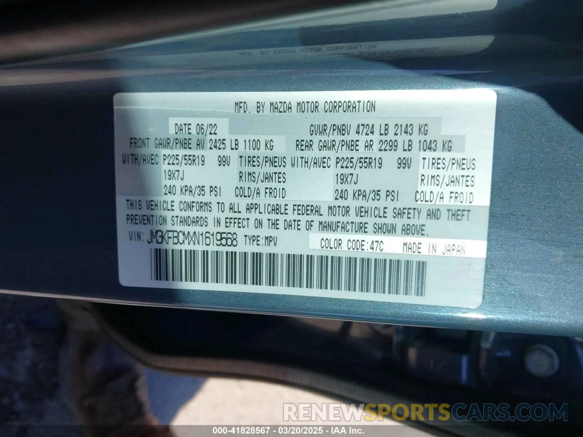 9 fotografías del automóvil dañado JM3KFBCMXN1619568 MAZDA CX-5 2022