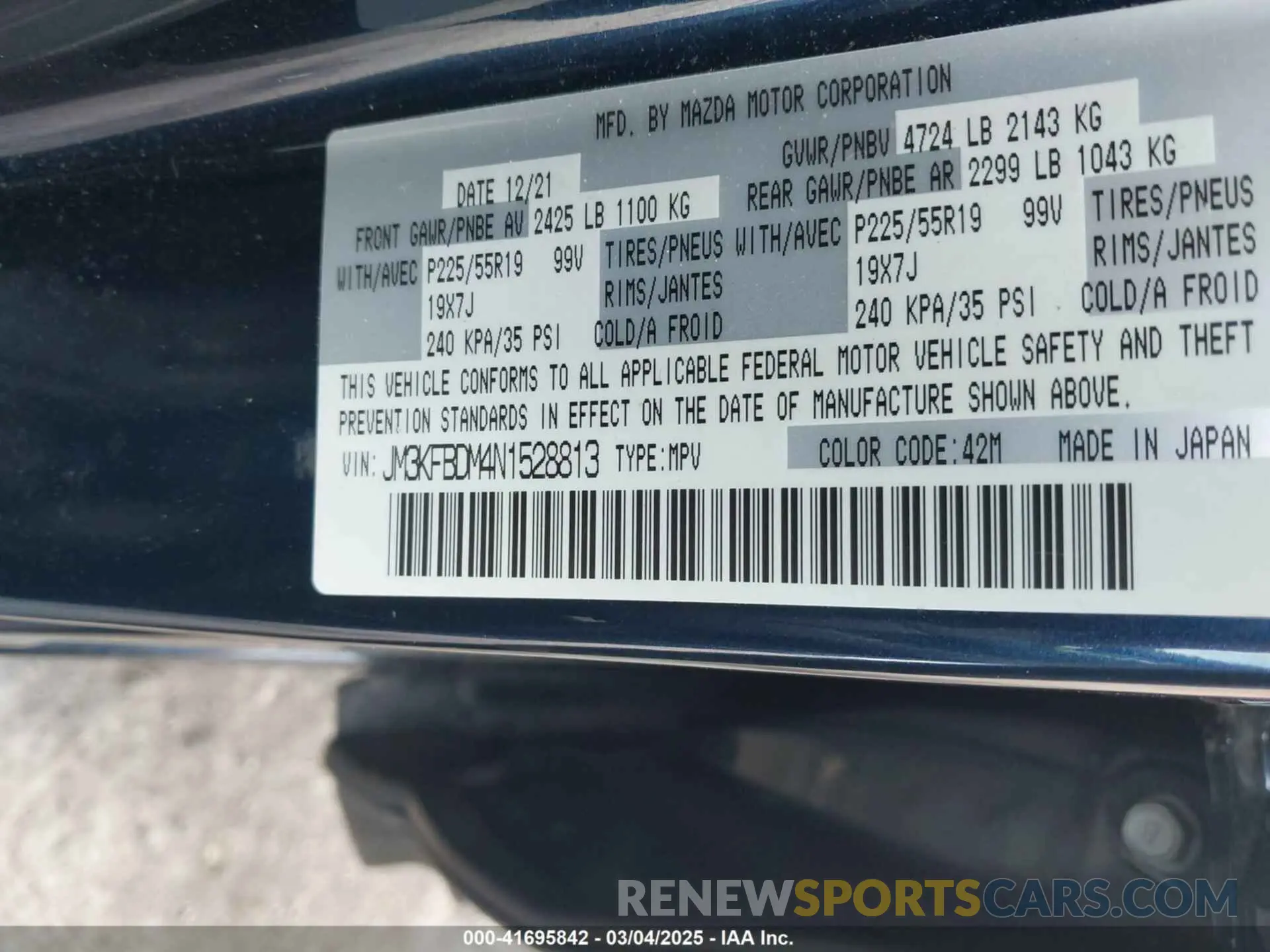 9 fotografías del automóvil dañado JM3KFBDM4N1528813 MAZDA CX-5 2022