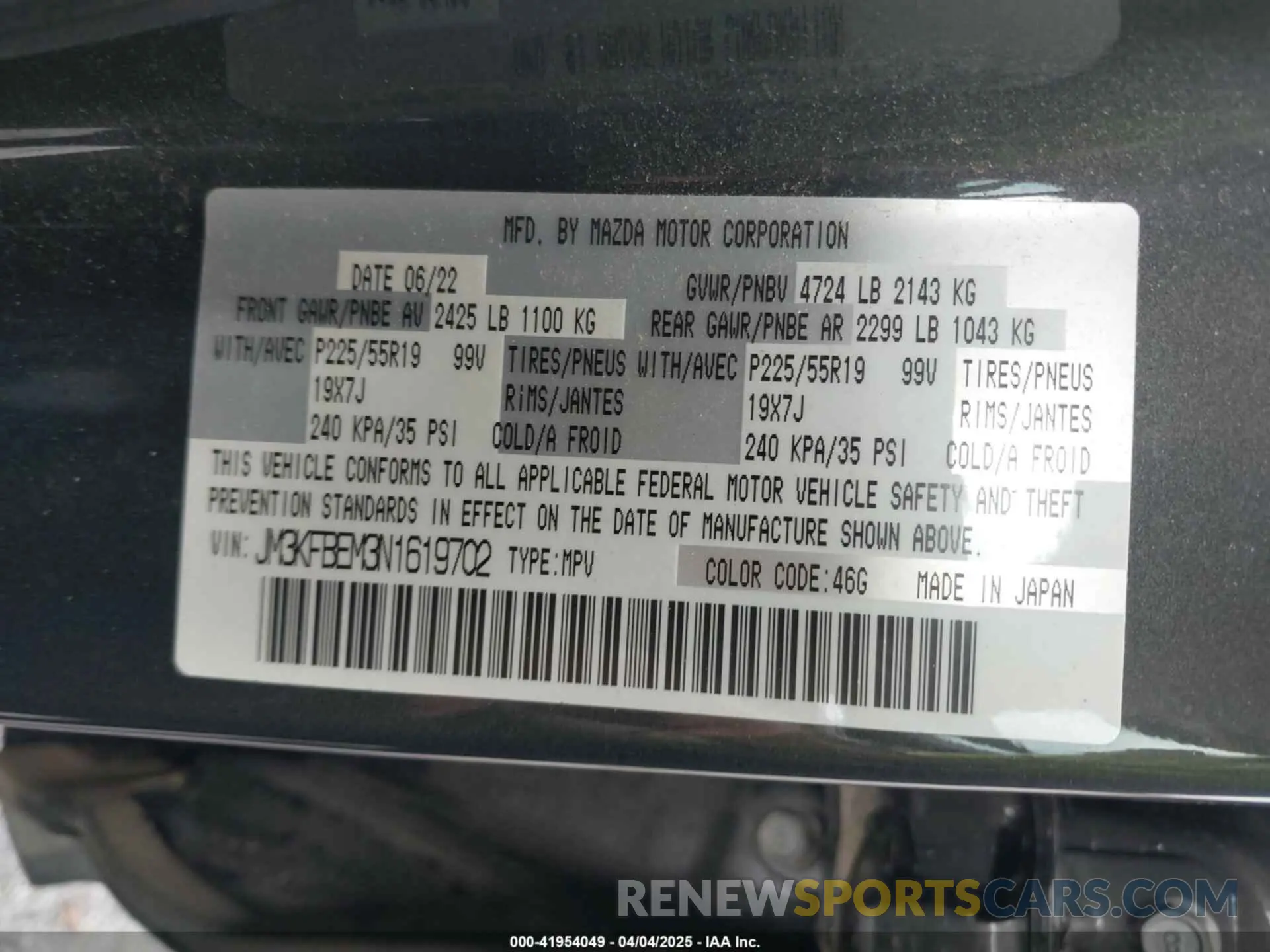 9 fotografías del automóvil dañado JM3KFBEM3N1619702 MAZDA CX-5 2022