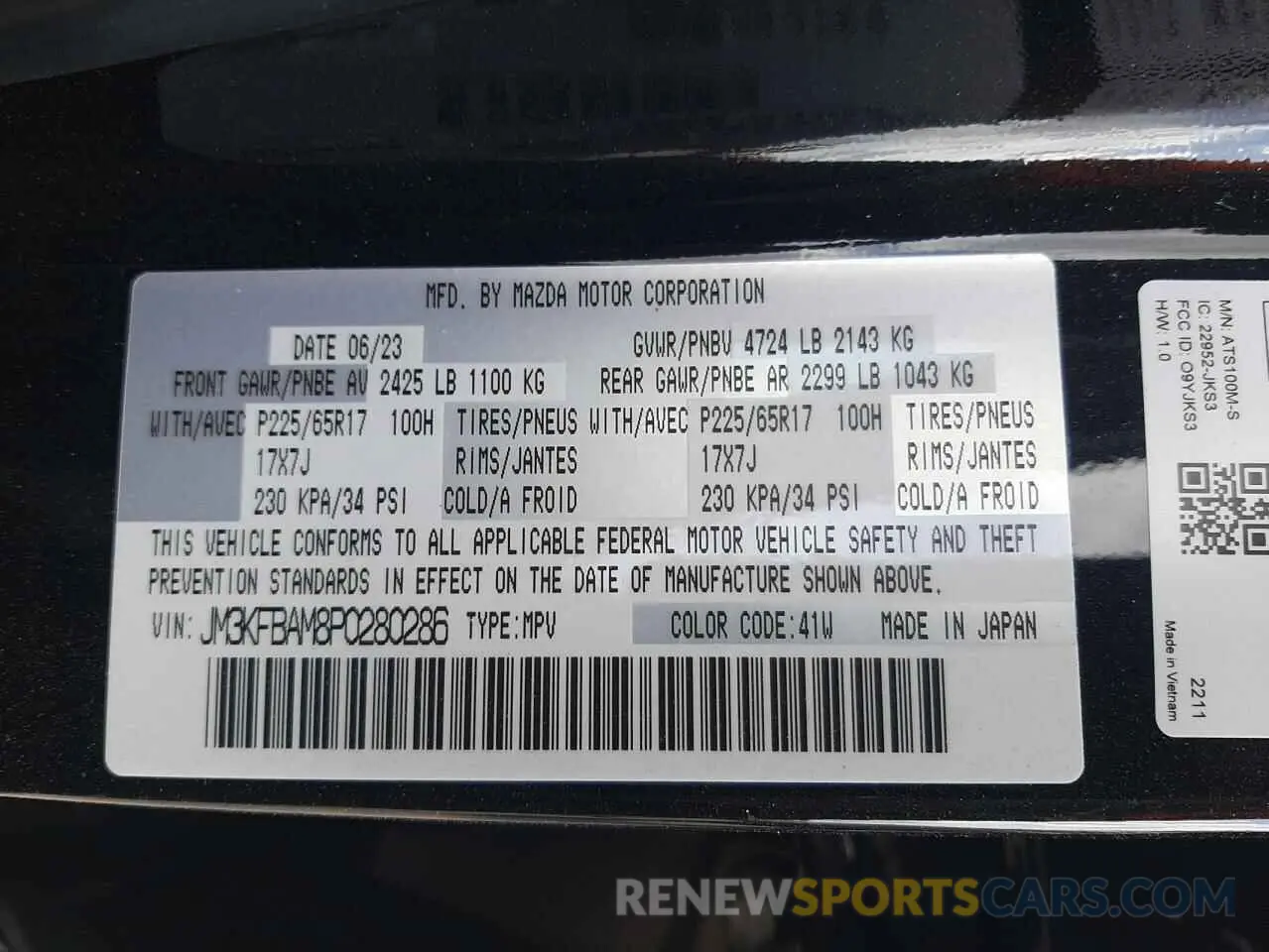 14 fotografías del automóvil dañado JM3KFBAM8P0280286 MAZDA CX-5 2023