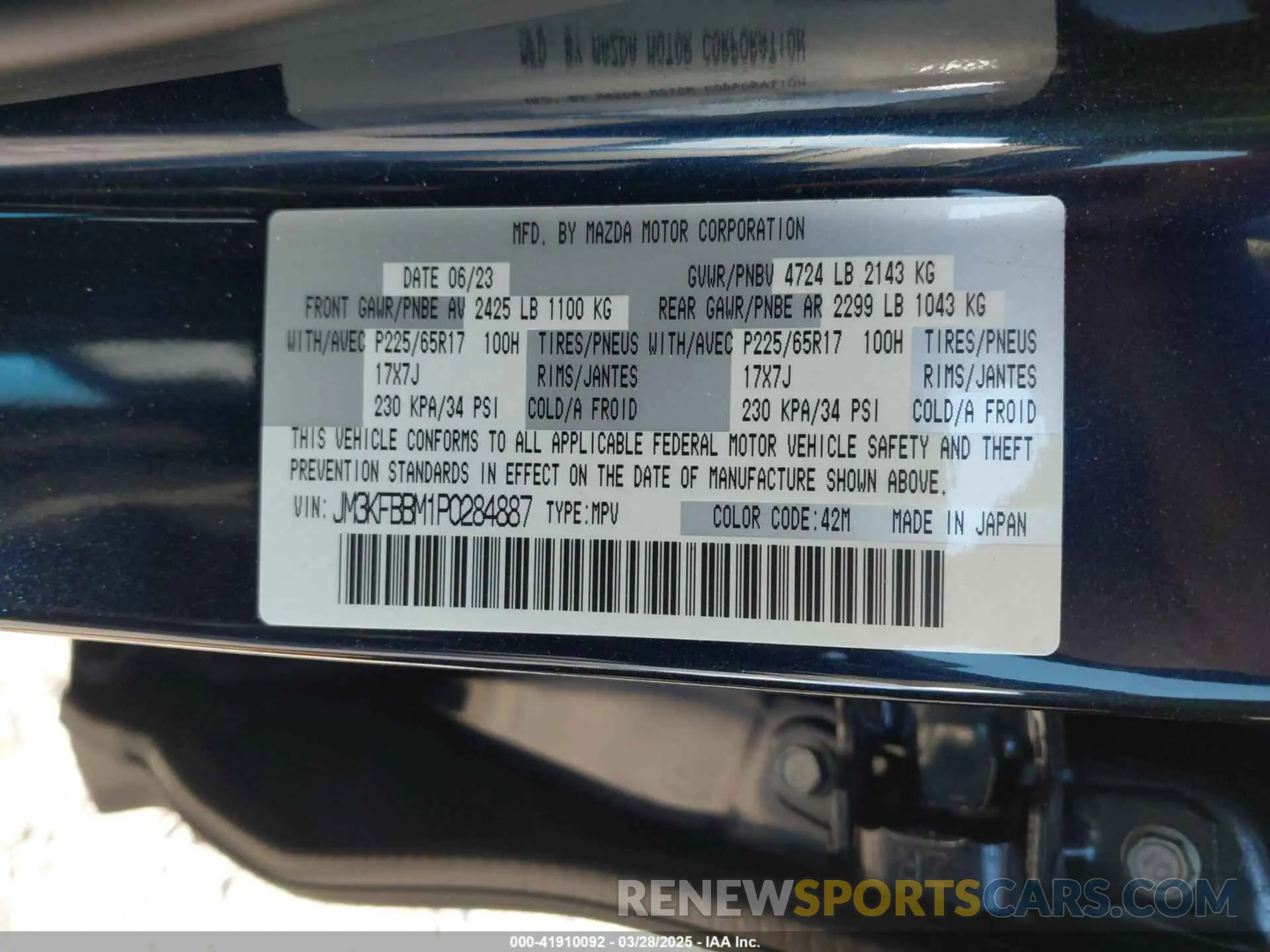 9 fotografías del automóvil dañado JM3KFBBM1P0284887 MAZDA CX-5 2023