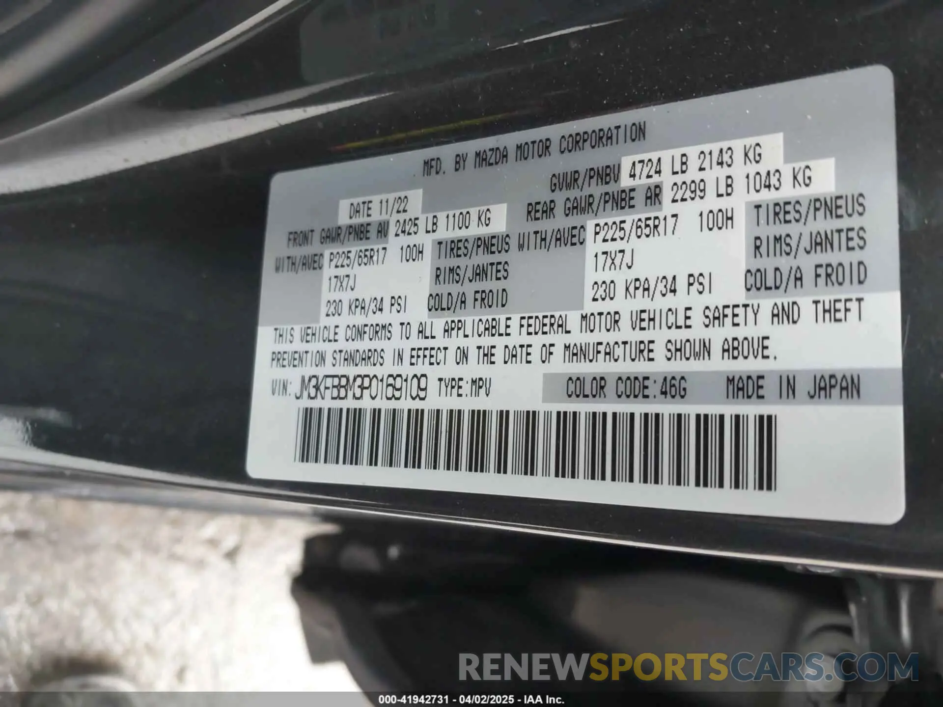 9 fotografías del automóvil dañado JM3KFBBM3P0169109 MAZDA CX-5 2023
