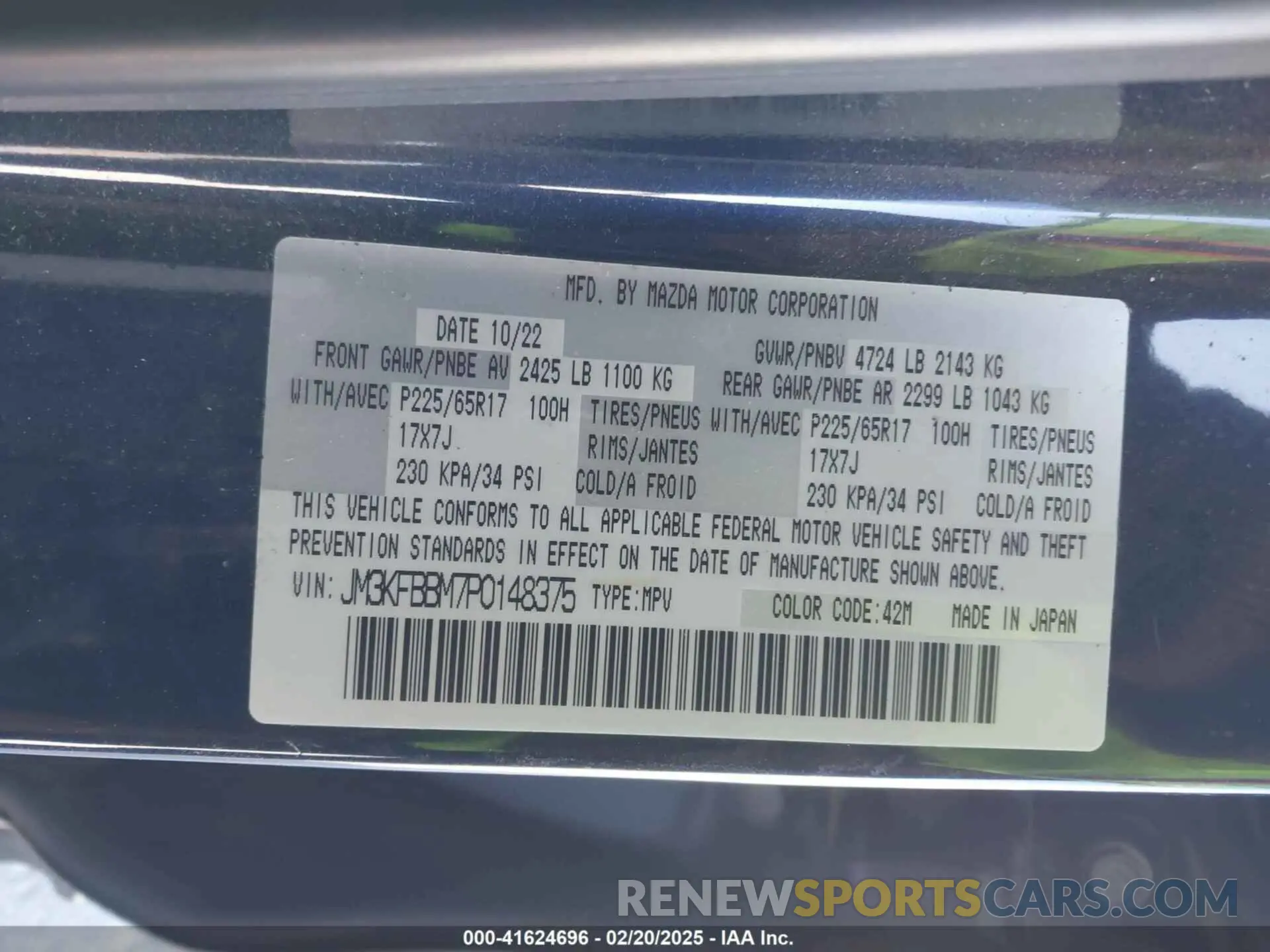 9 fotografías del automóvil dañado JM3KFBBM7P0148375 MAZDA CX-5 2023