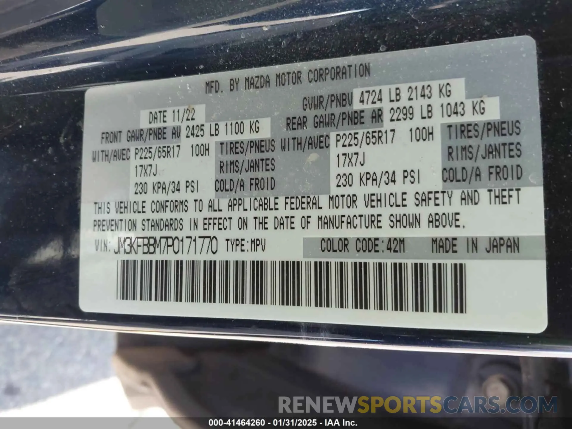9 fotografías del automóvil dañado JM3KFBBM7P0171770 MAZDA CX-5 2023