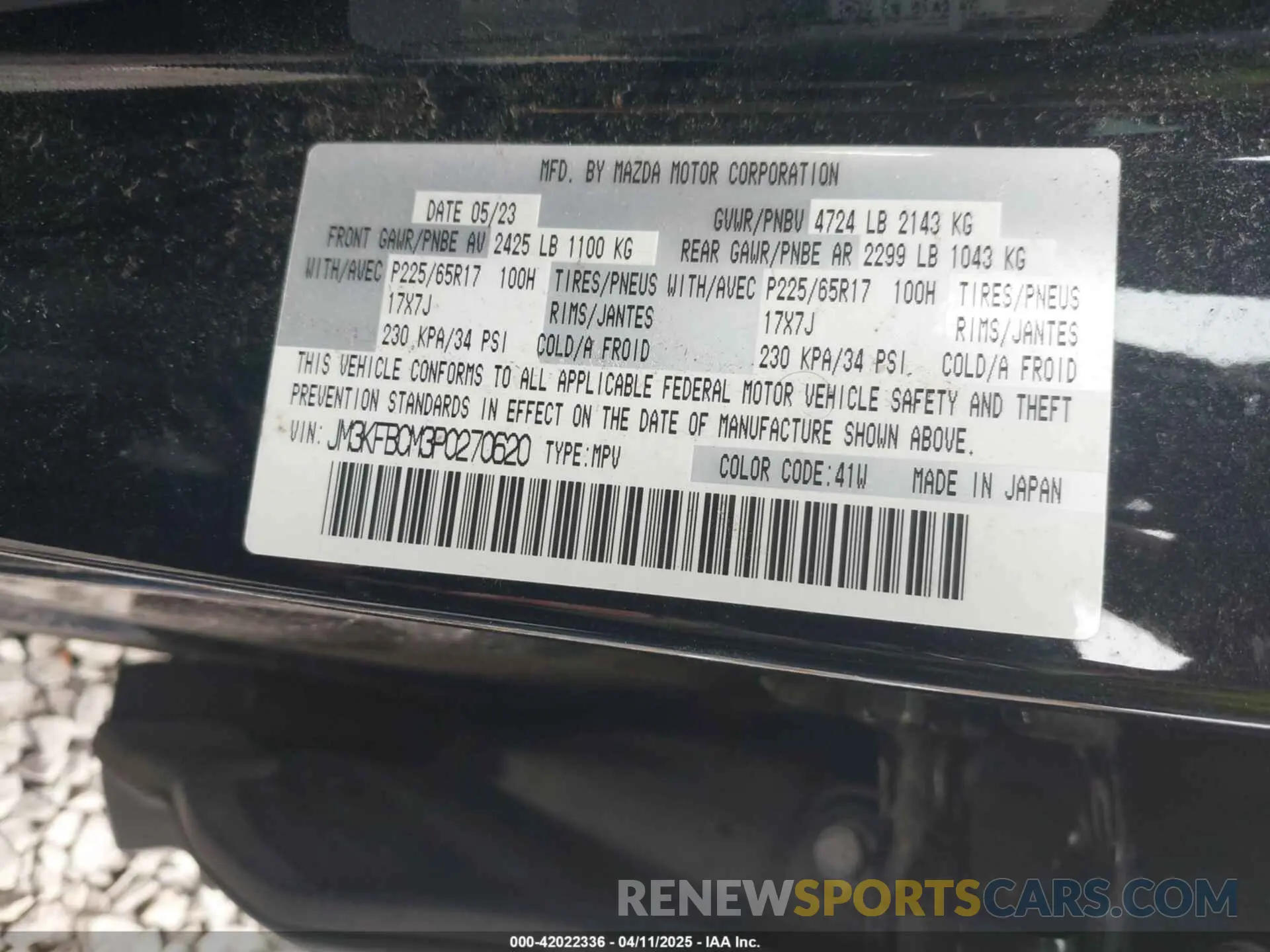 9 fotografías del automóvil dañado JM3KFBCM3P0270620 MAZDA CX-5 2023