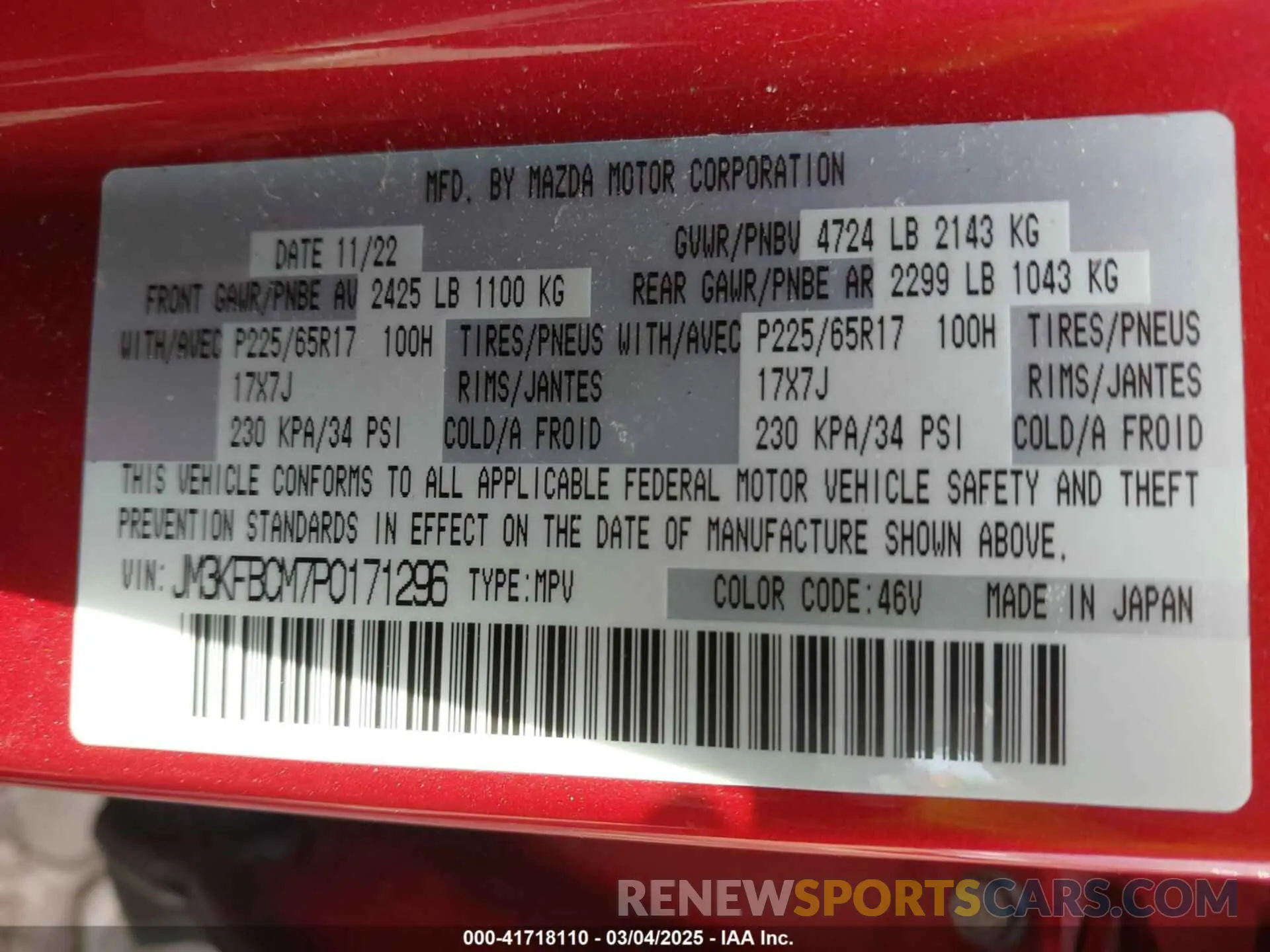 9 fotografías del automóvil dañado JM3KFBCM7P0171296 MAZDA CX-5 2023