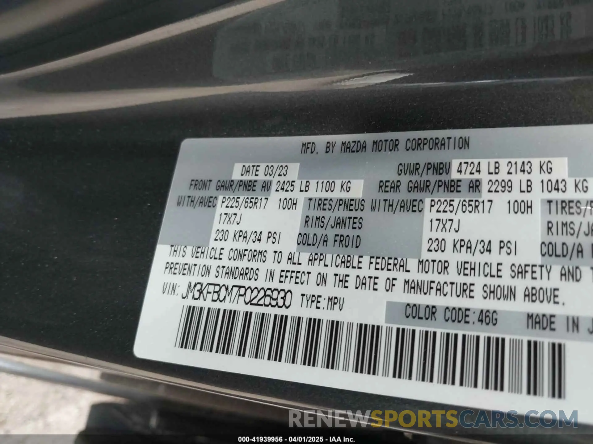 9 fotografías del automóvil dañado JM3KFBCM7P0226930 MAZDA CX-5 2023