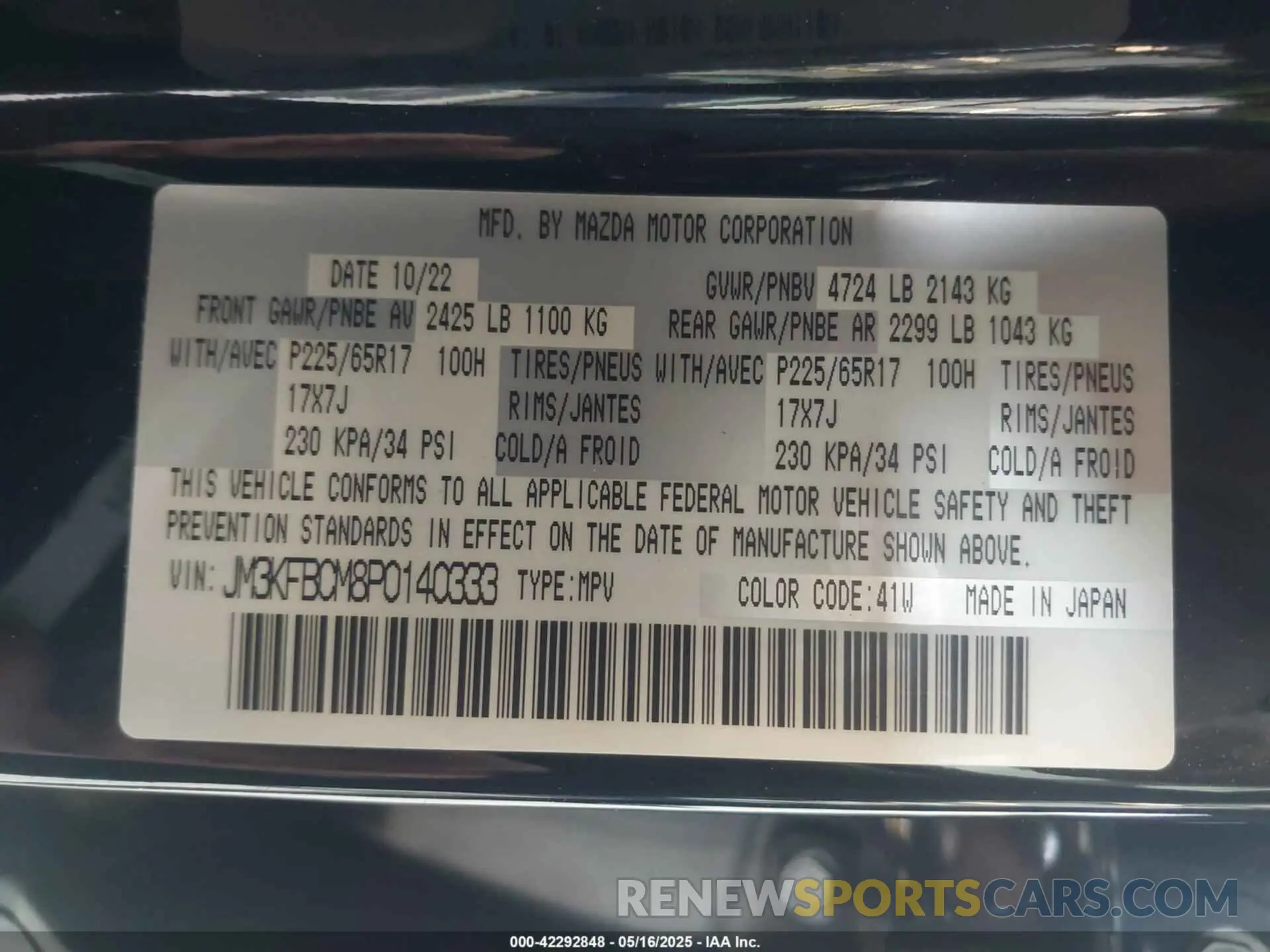 9 fotografías del automóvil dañado JM3KFBCM8P0140333 MAZDA CX-5 2023