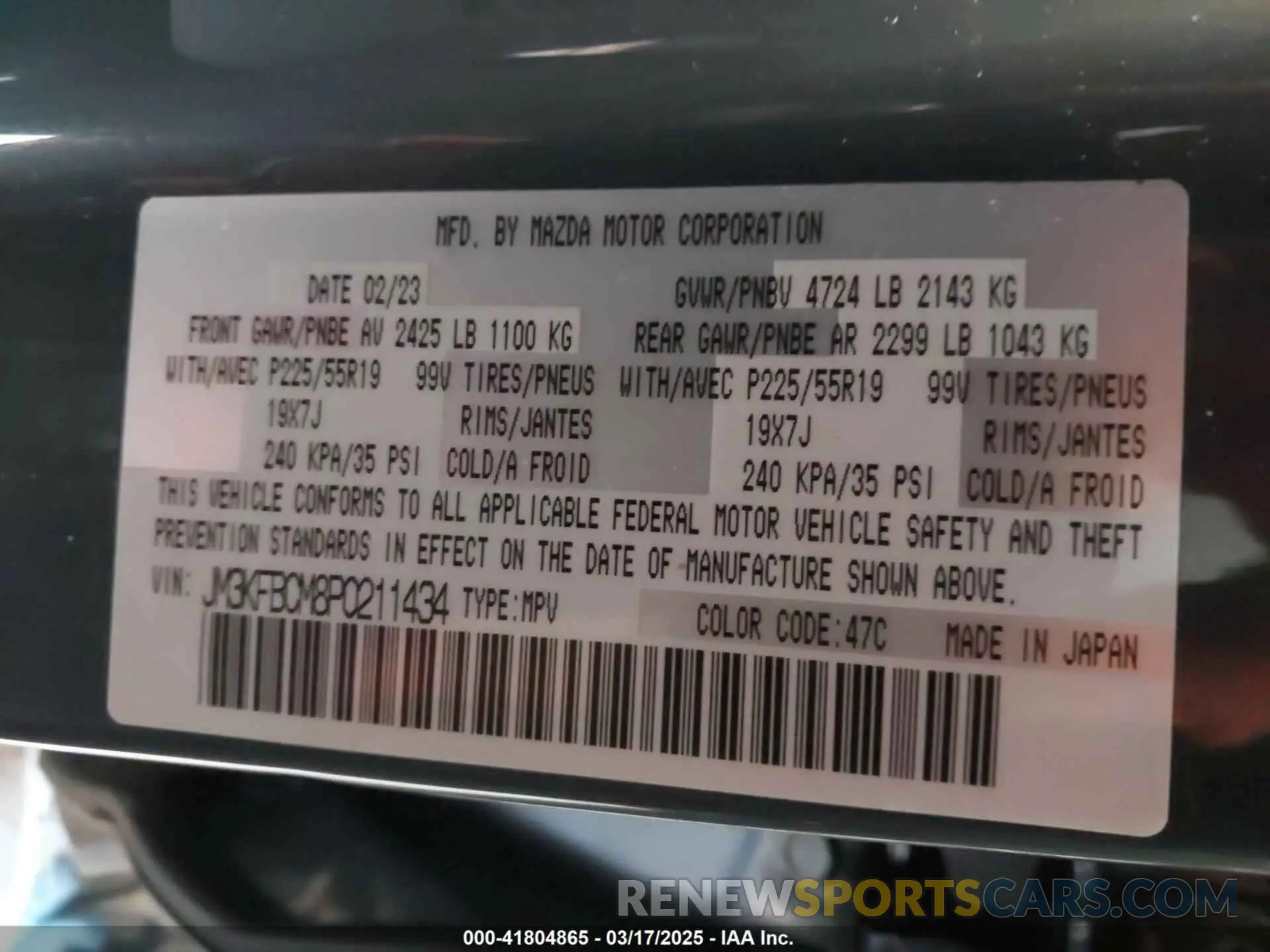 9 fotografías del automóvil dañado JM3KFBCM8P0211434 MAZDA CX-5 2023