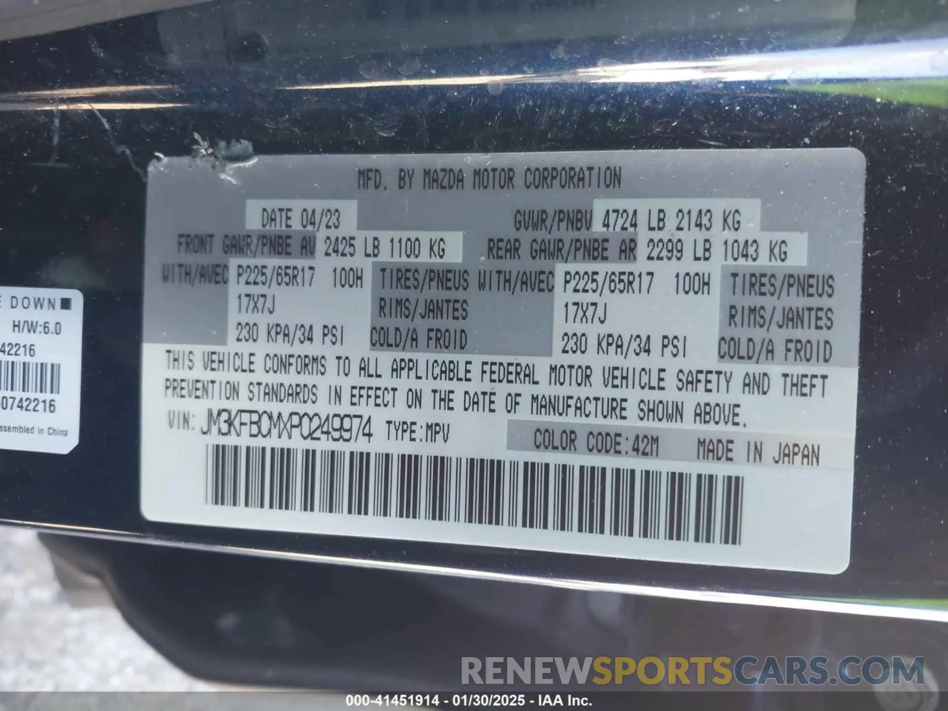 9 fotografías del automóvil dañado JM3KFBCMXP0249974 MAZDA CX-5 2023