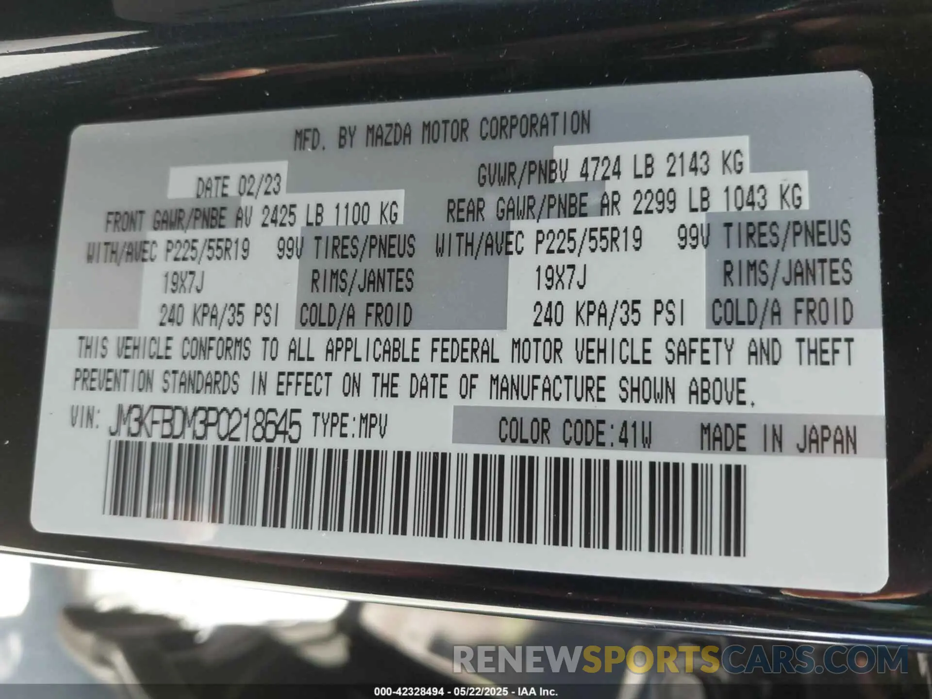 9 fotografías del automóvil dañado JM3KFBDM3P0218645 MAZDA CX-5 2023