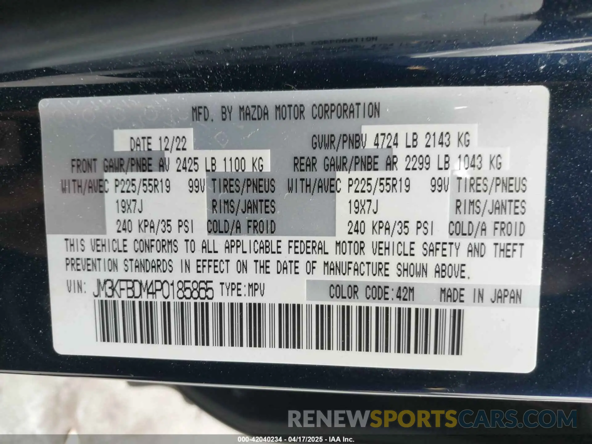 9 fotografías del automóvil dañado JM3KFBDM4P0185865 MAZDA CX-5 2023