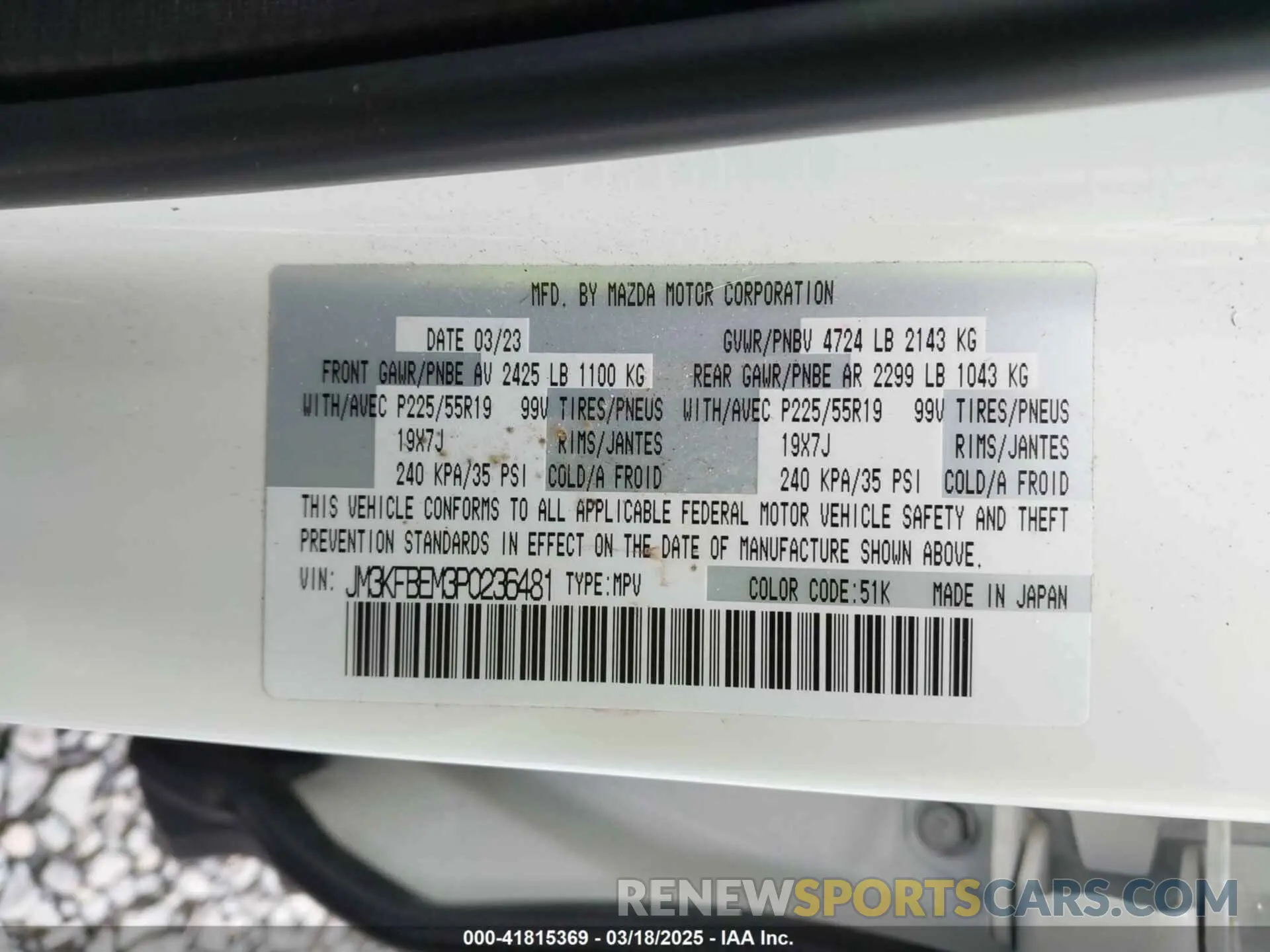 9 fotografías del automóvil dañado JM3KFBEM3P0236481 MAZDA CX-5 2023