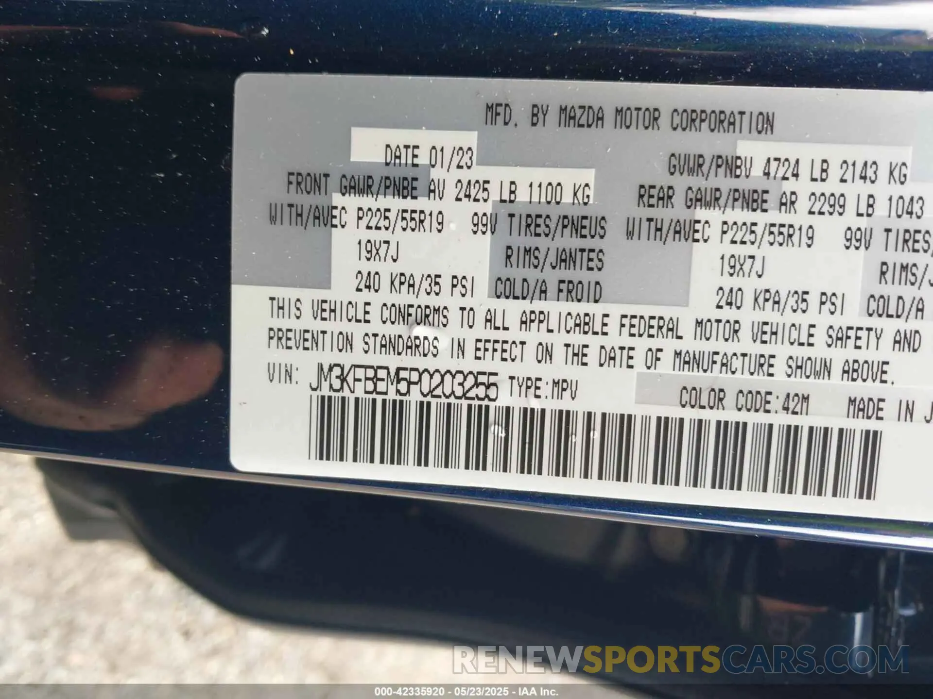9 fotografías del automóvil dañado JM3KFBEM5P0203255 MAZDA CX-5 2023