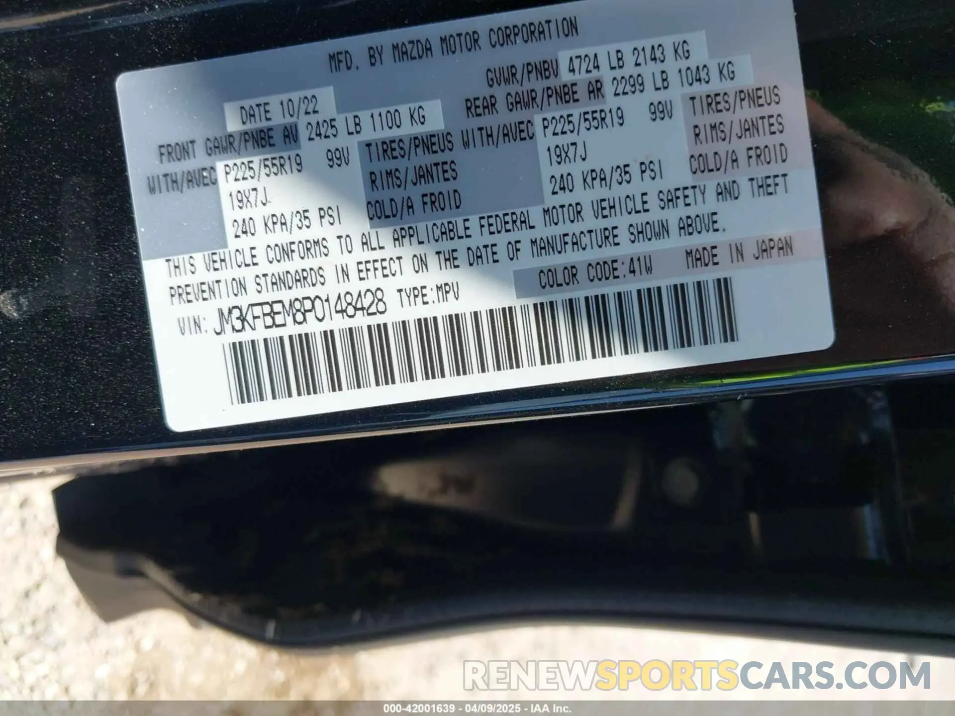 9 fotografías del automóvil dañado JM3KFBEM8P0148428 MAZDA CX-5 2023