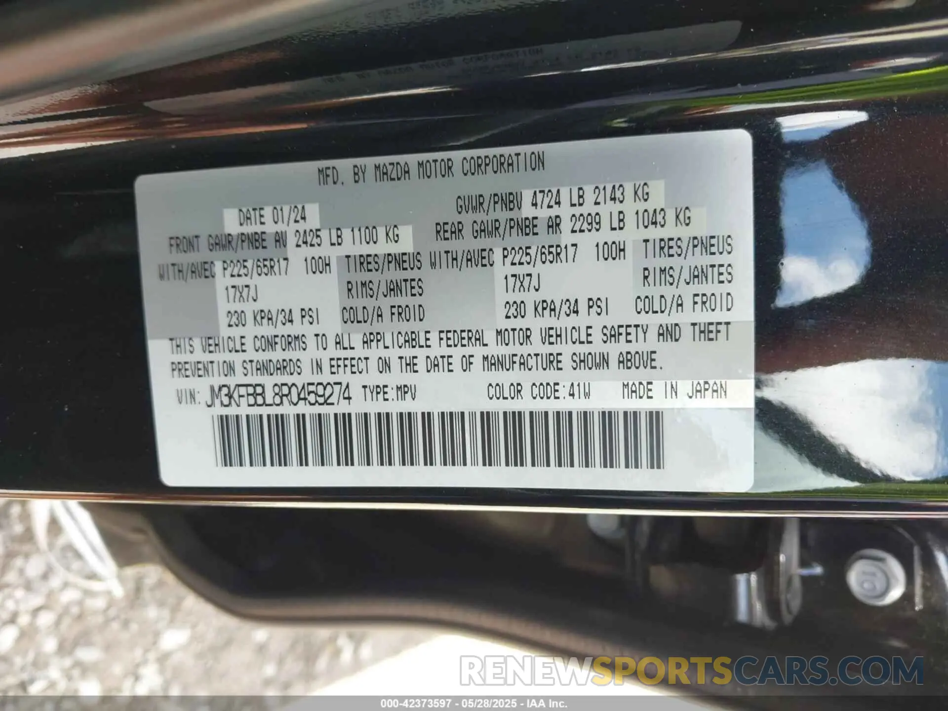 9 fotografías del automóvil dañado JM3KFBBL8R0459274 MAZDA CX-5 2024