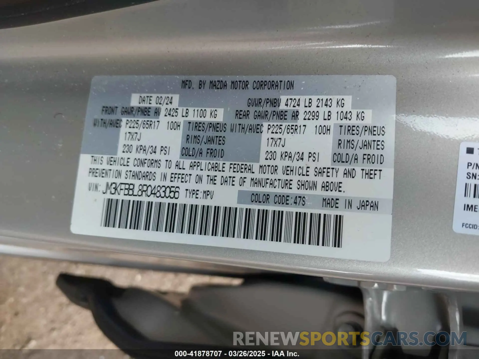 9 fotografías del automóvil dañado JM3KFBBL8R0483056 MAZDA CX-5 2024