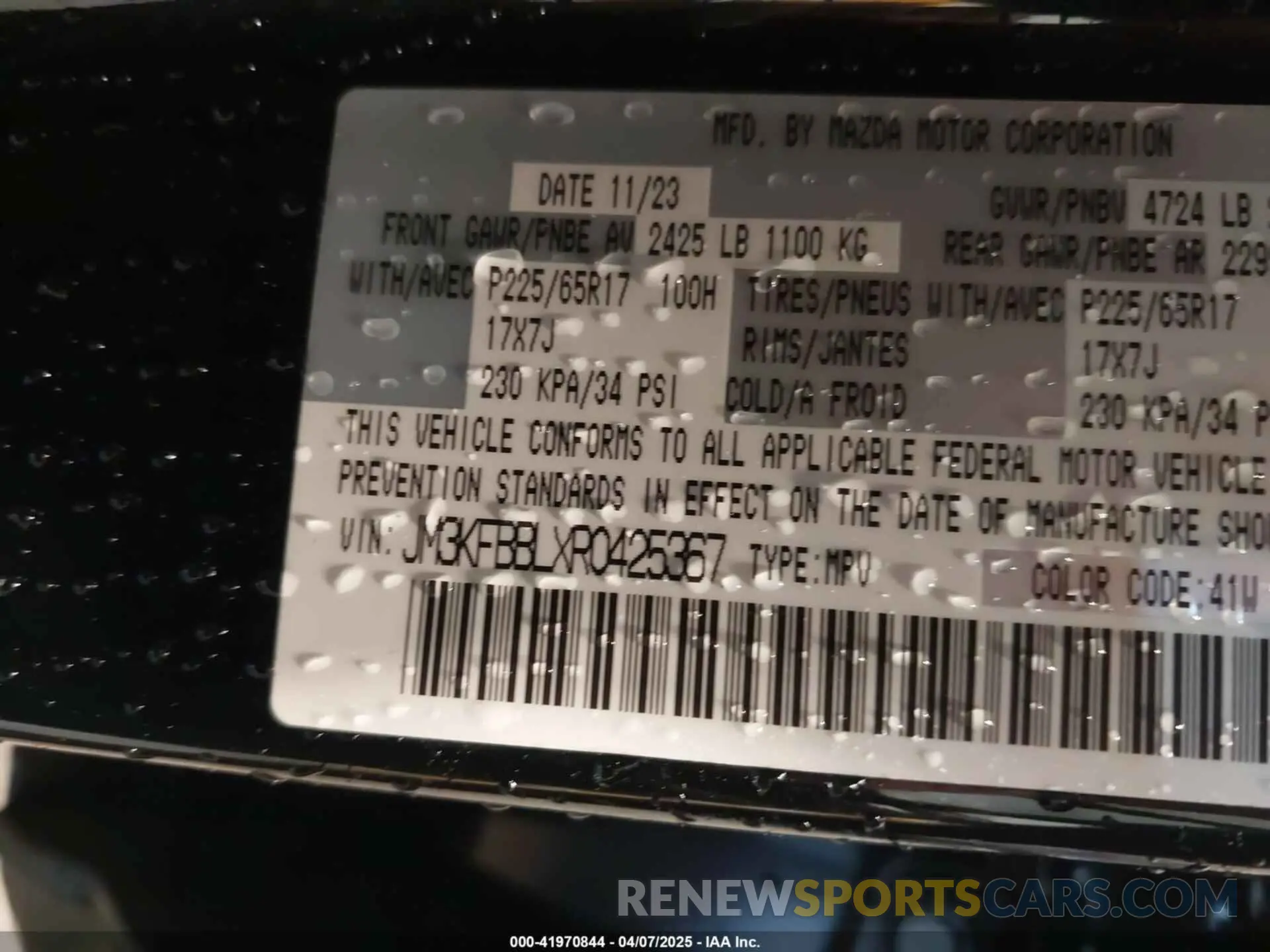 9 fotografías del automóvil dañado JM3KFBBLXR0425367 MAZDA CX-5 2024