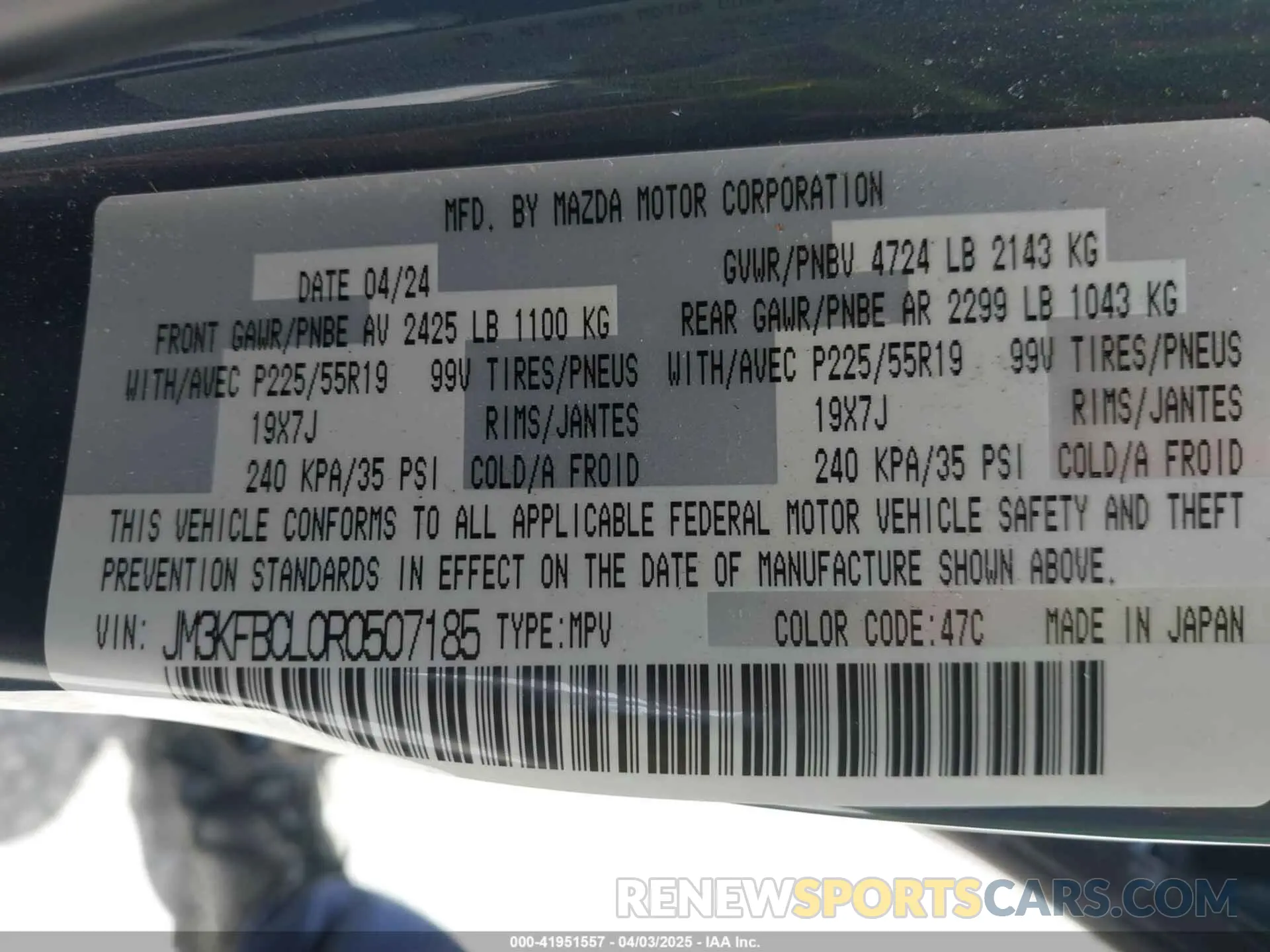 9 fotografías del automóvil dañado JM3KFBCL0R0507185 MAZDA CX-5 2024