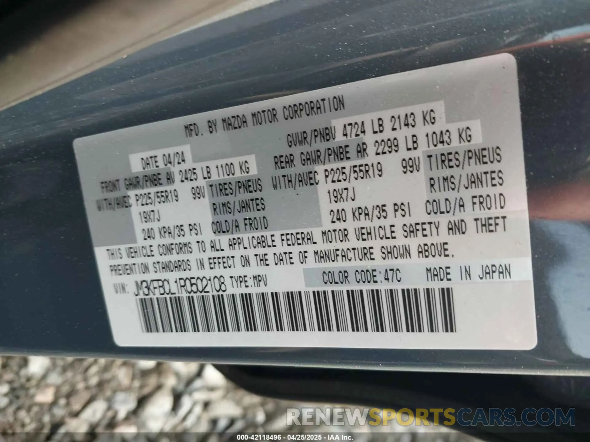 9 fotografías del automóvil dañado JM3KFBCL1R0502108 MAZDA CX-5 2024