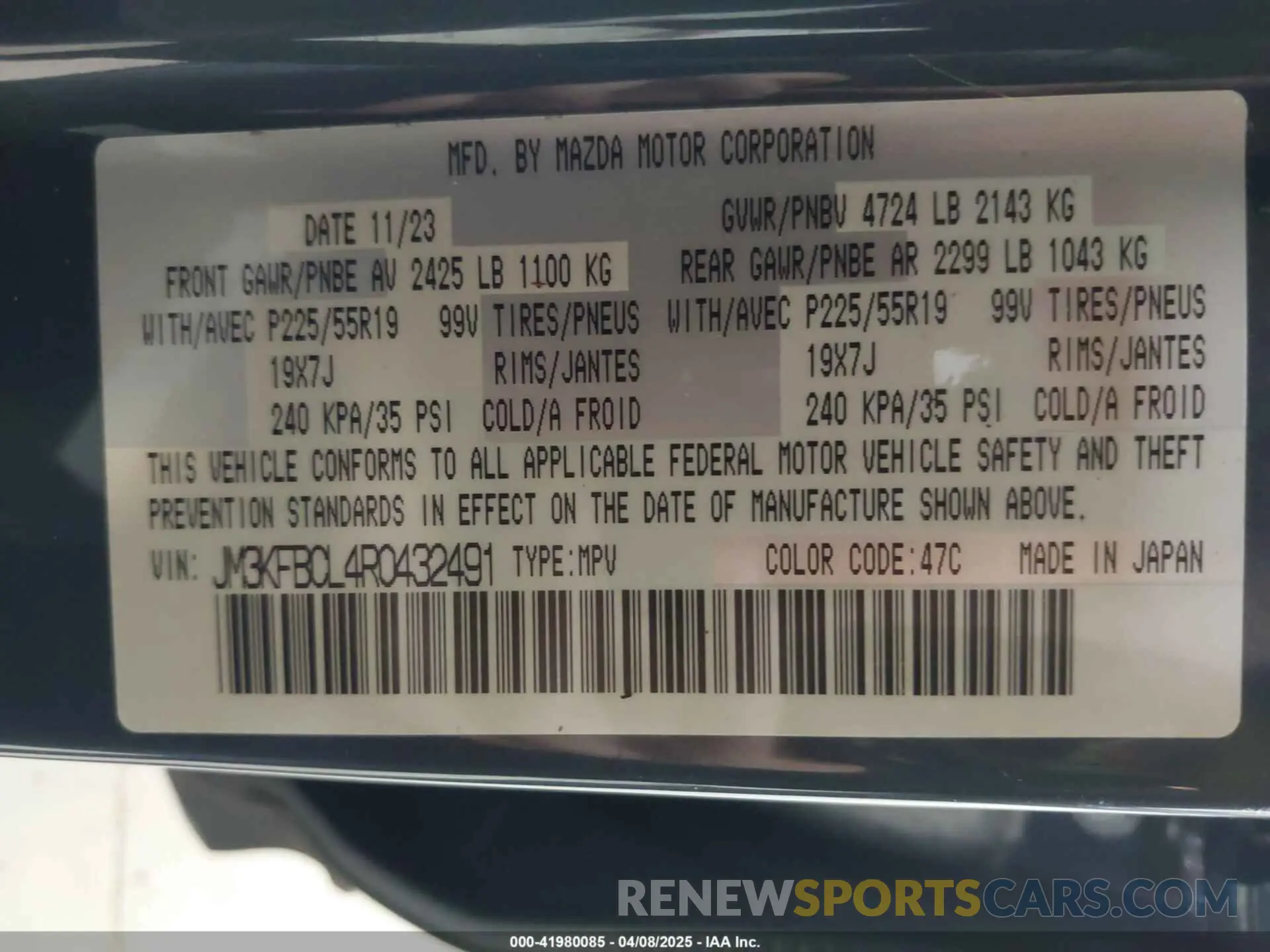 9 fotografías del automóvil dañado JM3KFBCL4R0432491 MAZDA CX-5 2024