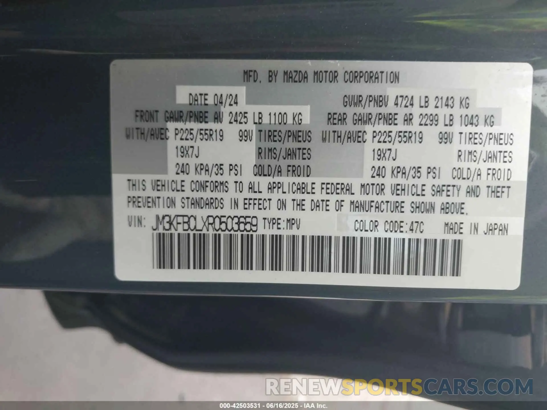 9 fotografías del automóvil dañado JM3KFBCLXR0503659 MAZDA CX-5 2024