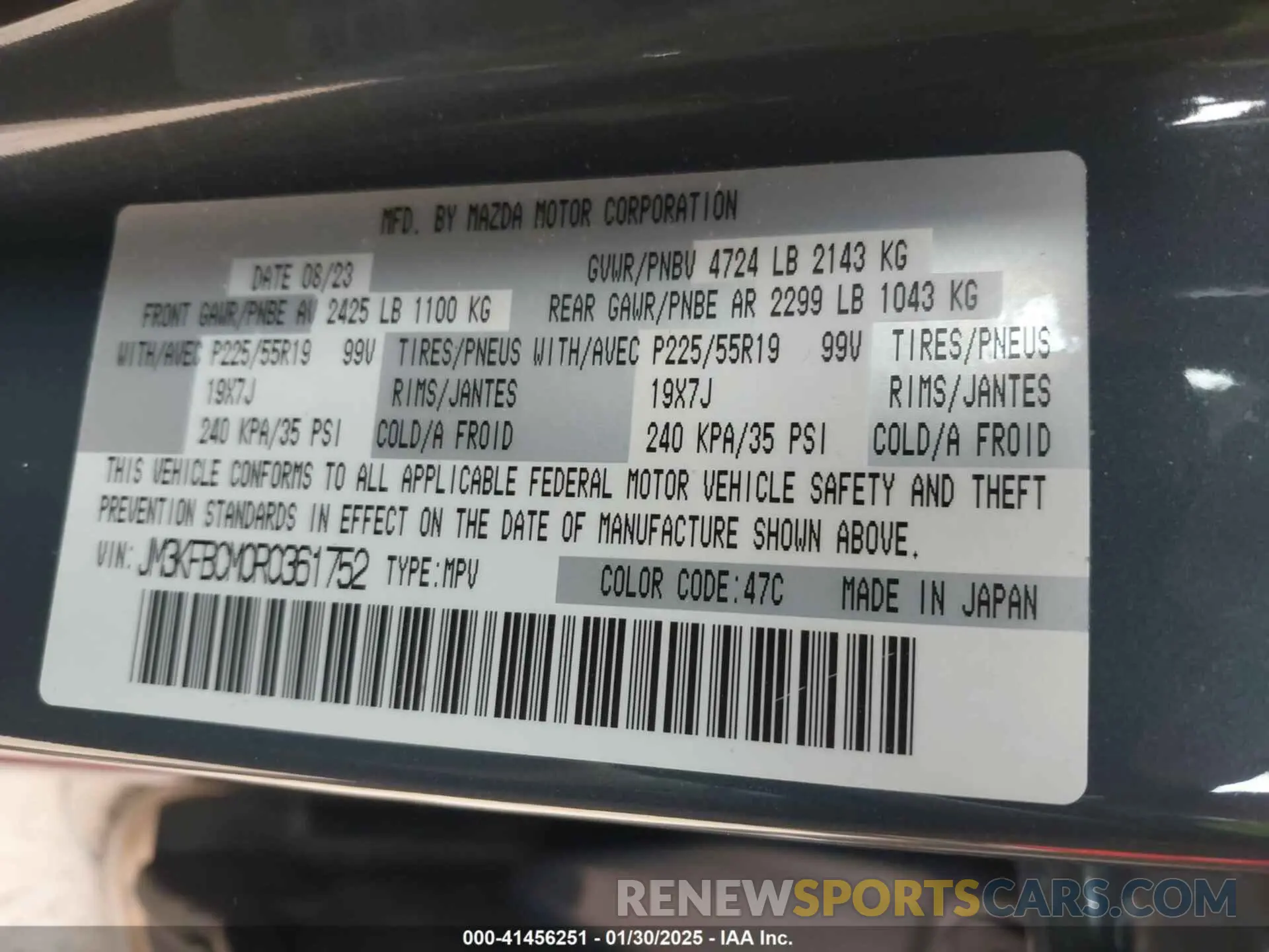 9 fotografías del automóvil dañado JM3KFBCM0R0361752 MAZDA CX-5 2024