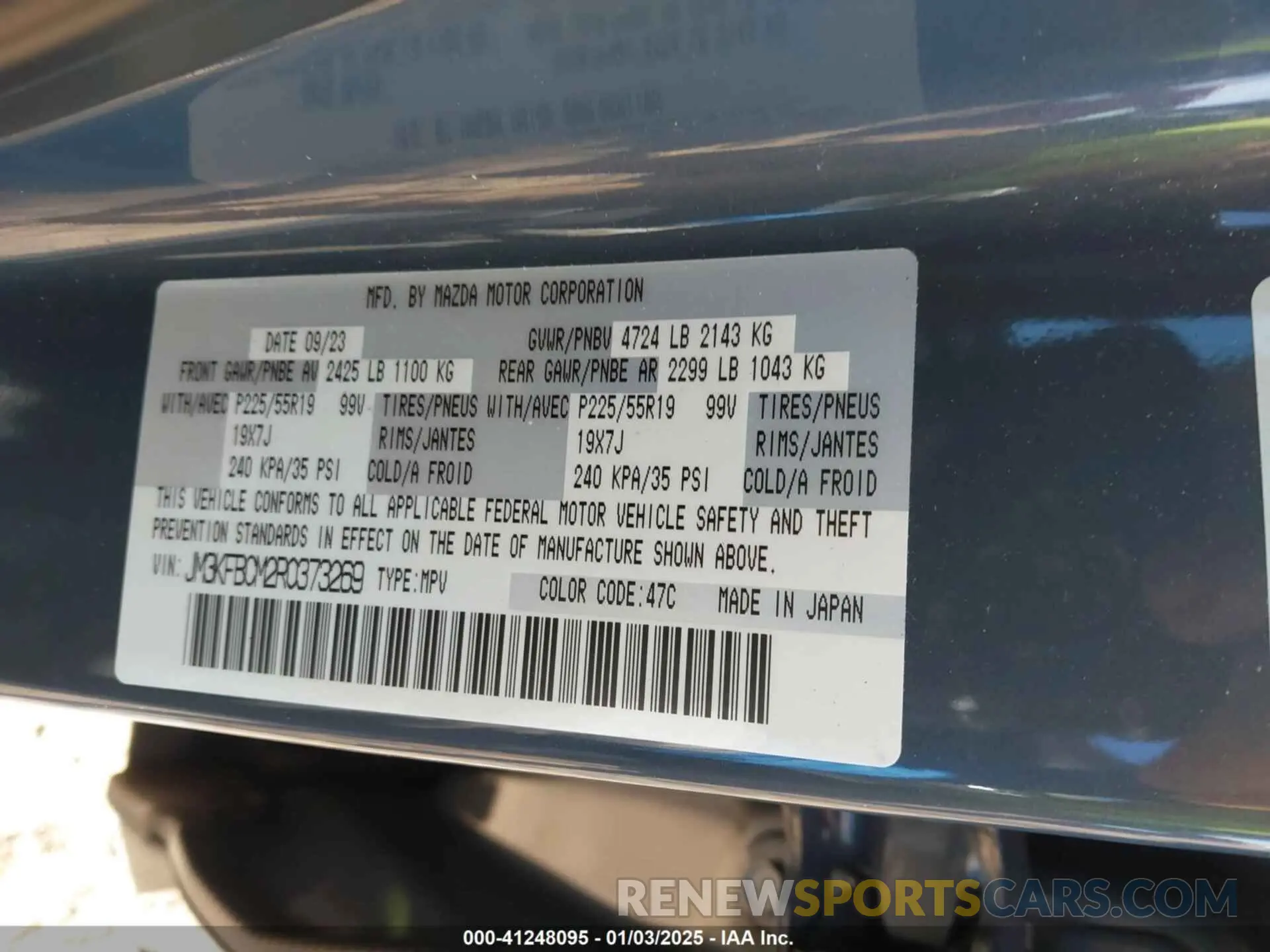 9 fotografías del automóvil dañado JM3KFBCM2R0373269 MAZDA CX-5 2024