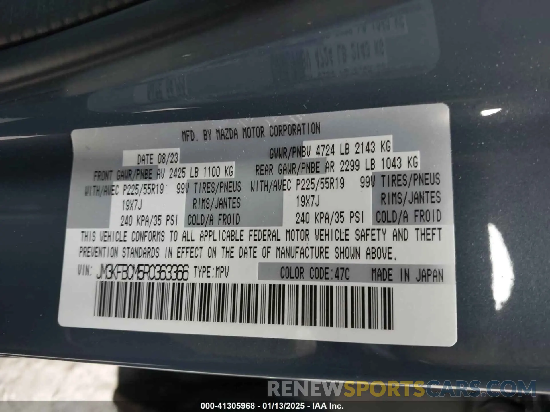 9 fotografías del automóvil dañado JM3KFBCM5R0363366 MAZDA CX-5 2024