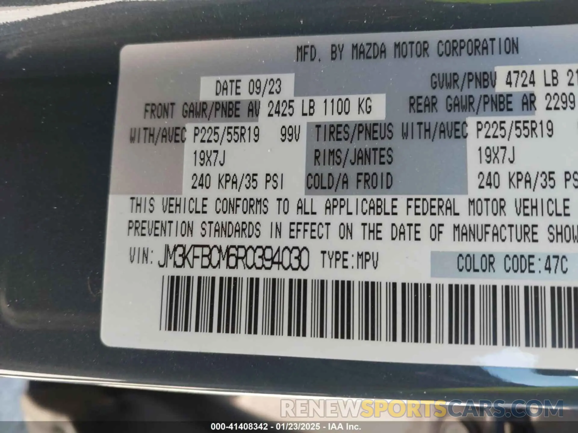 9 fotografías del automóvil dañado JM3KFBCM6R0394030 MAZDA CX-5 2024