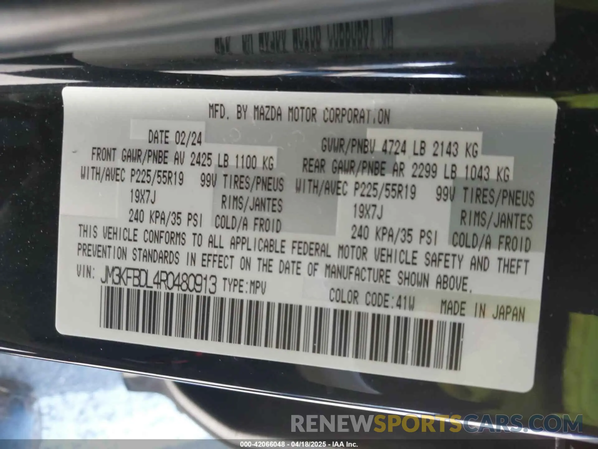9 fotografías del automóvil dañado JM3KFBDL4R0480913 MAZDA CX-5 2024