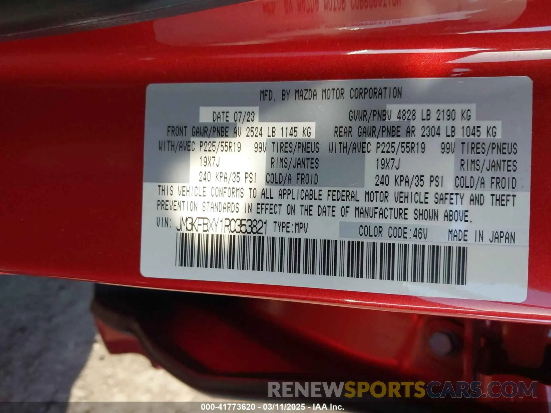 9 fotografías del automóvil dañado JM3KFBXY1R0353821 MAZDA CX-5 2024