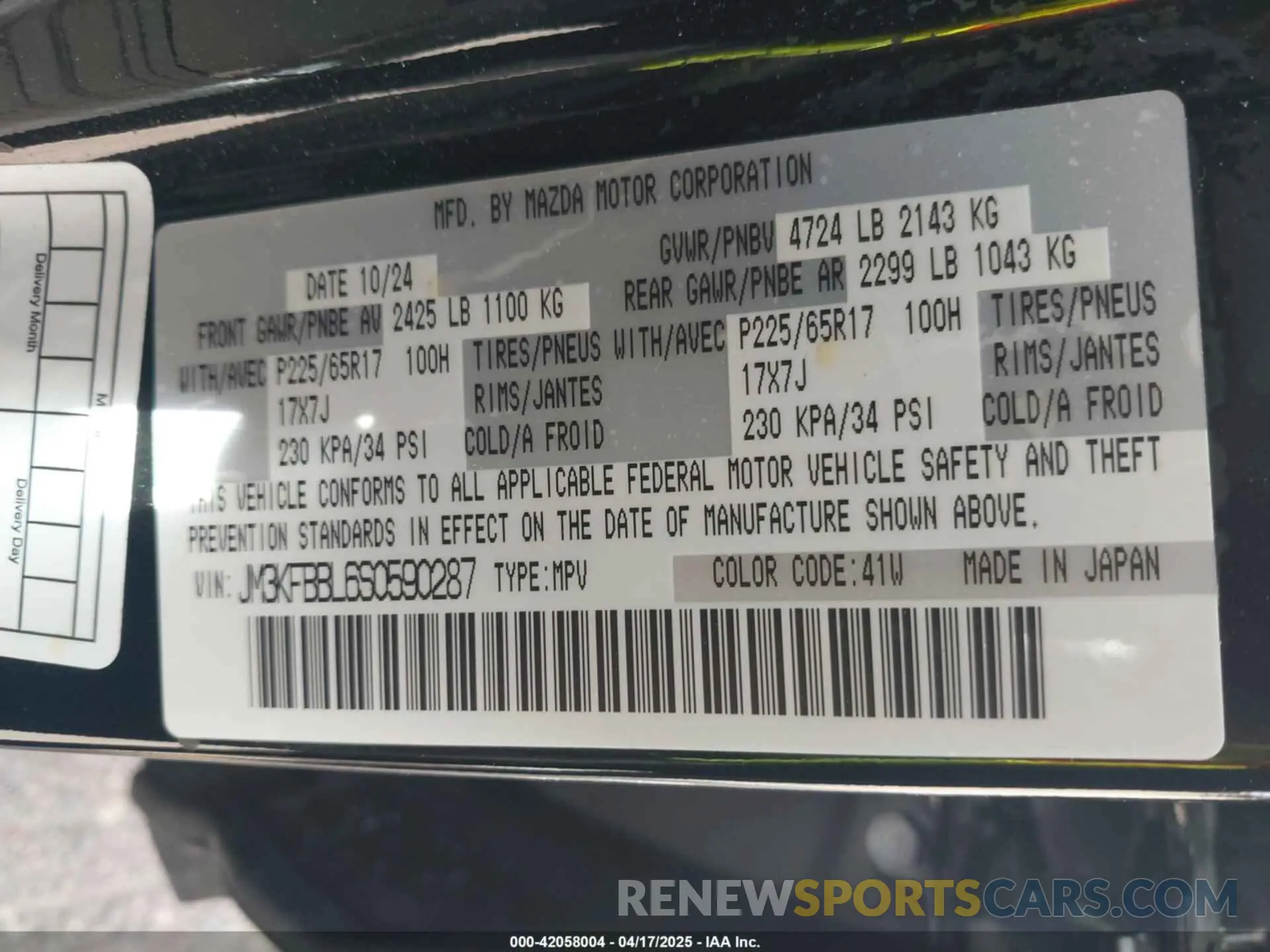 9 fotografías del automóvil dañado JM3KFBBL6S0590287 MAZDA CX-5 2025