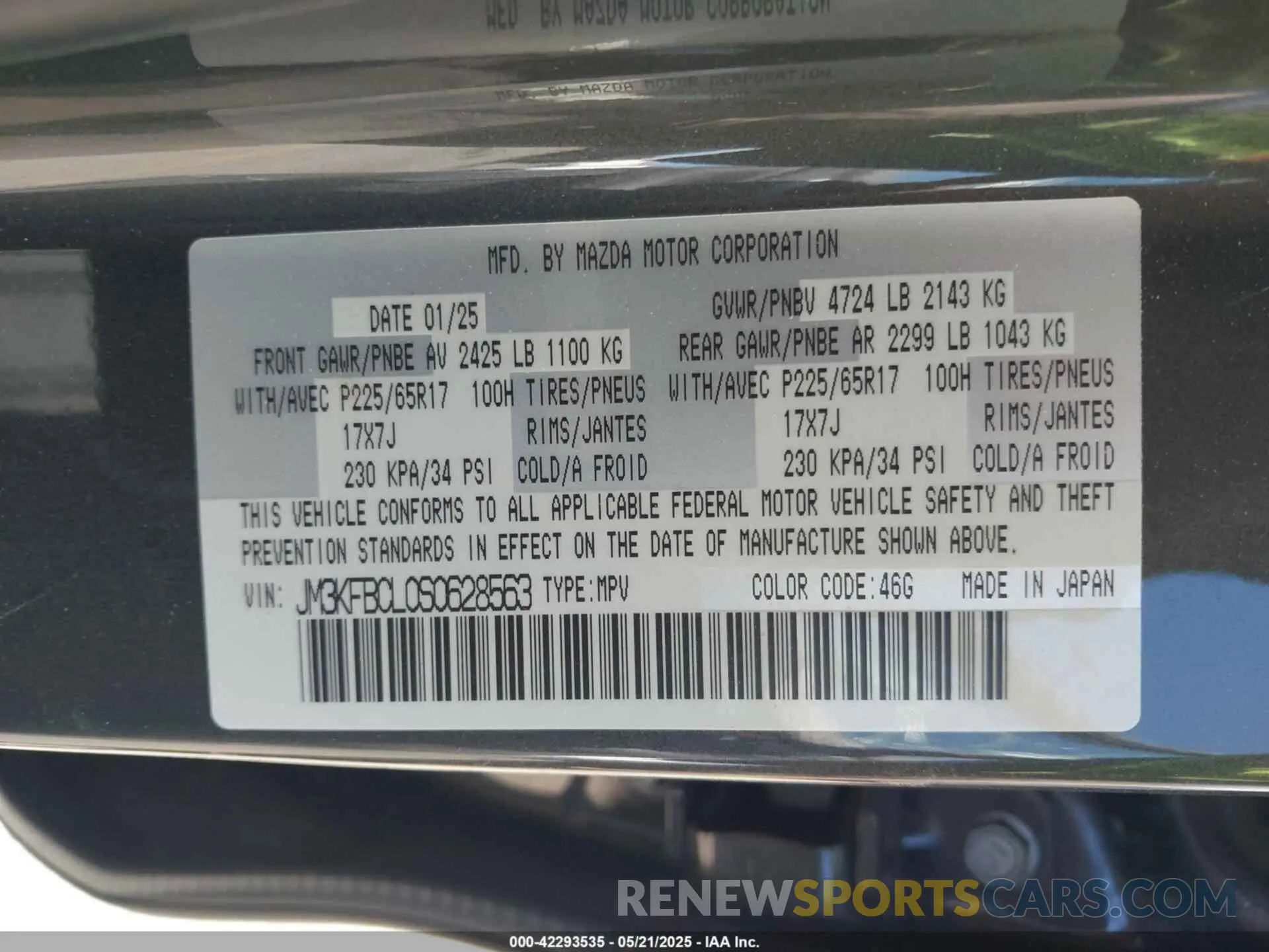 9 fotografías del automóvil dañado JM3KFBCL0S0628563 MAZDA CX-5 2025