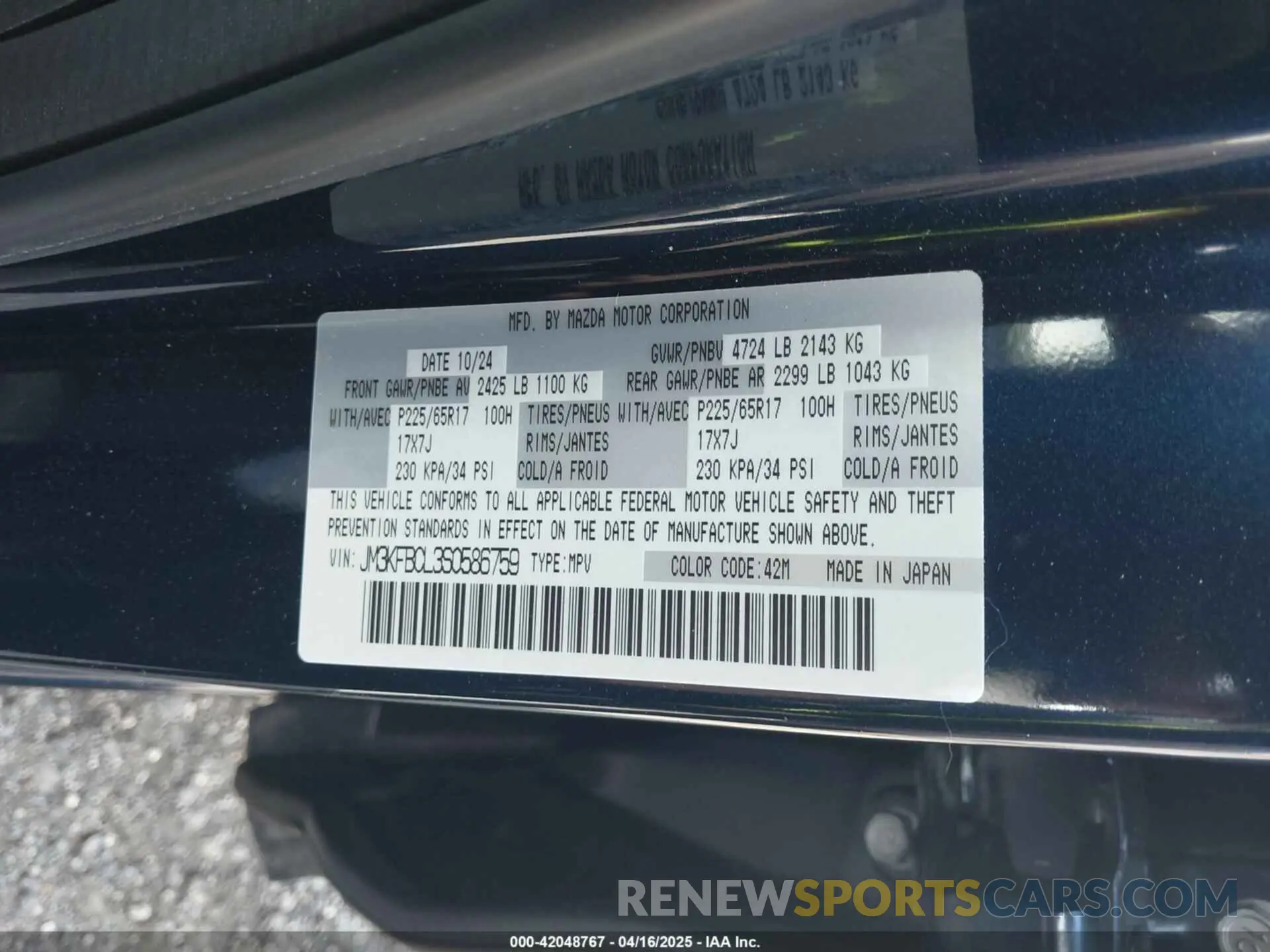 9 fotografías del automóvil dañado JM3KFBCL3S0586759 MAZDA CX-5 2025