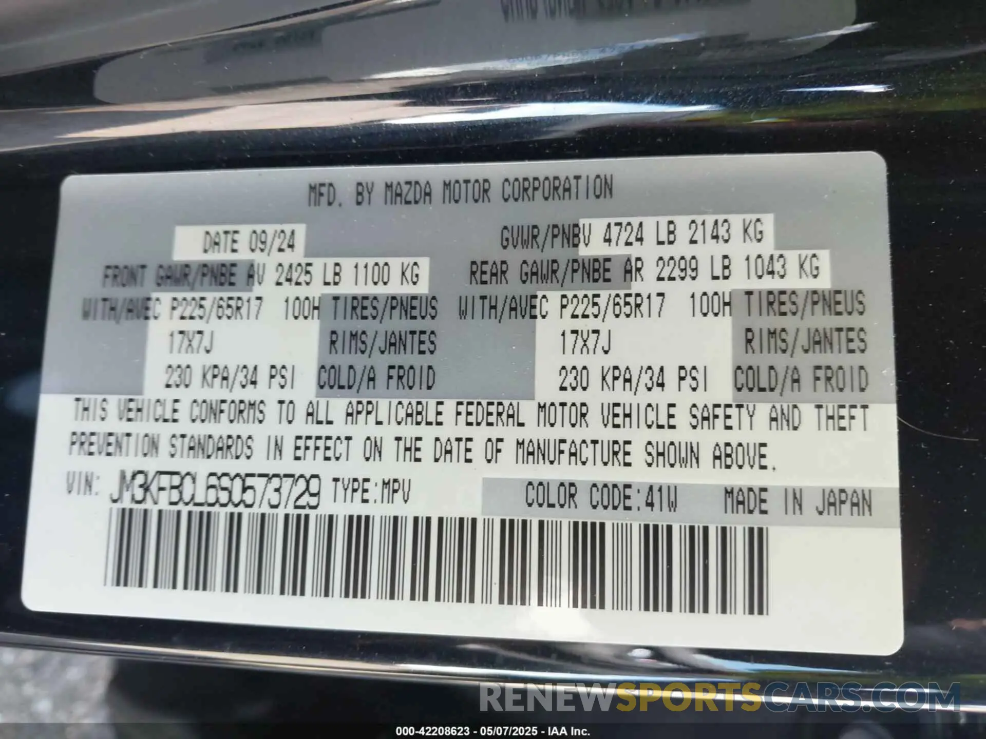 9 fotografías del automóvil dañado JM3KFBCL6S0573729 MAZDA CX-5 2025