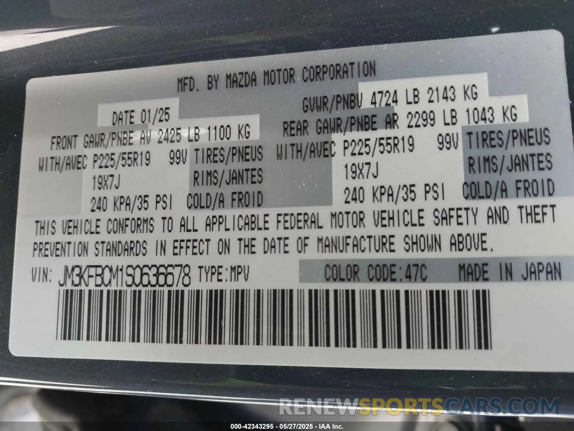 9 fotografías del automóvil dañado JM3KFBCM1S0636678 MAZDA CX-5 2025