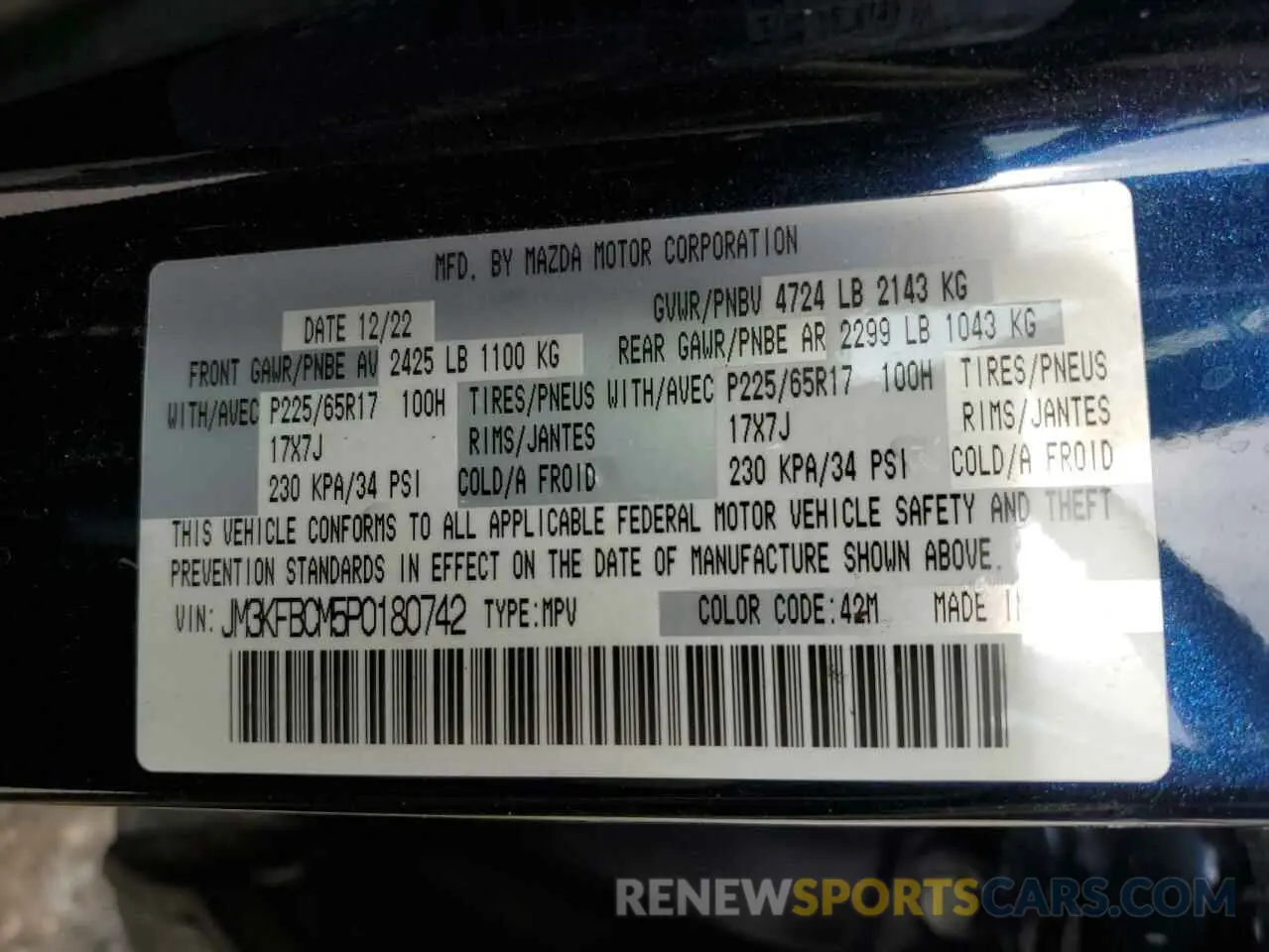 14 fotografías del automóvil dañado JM3KFBCM5P0180742 MAZDA CX-5 PREFE 2023