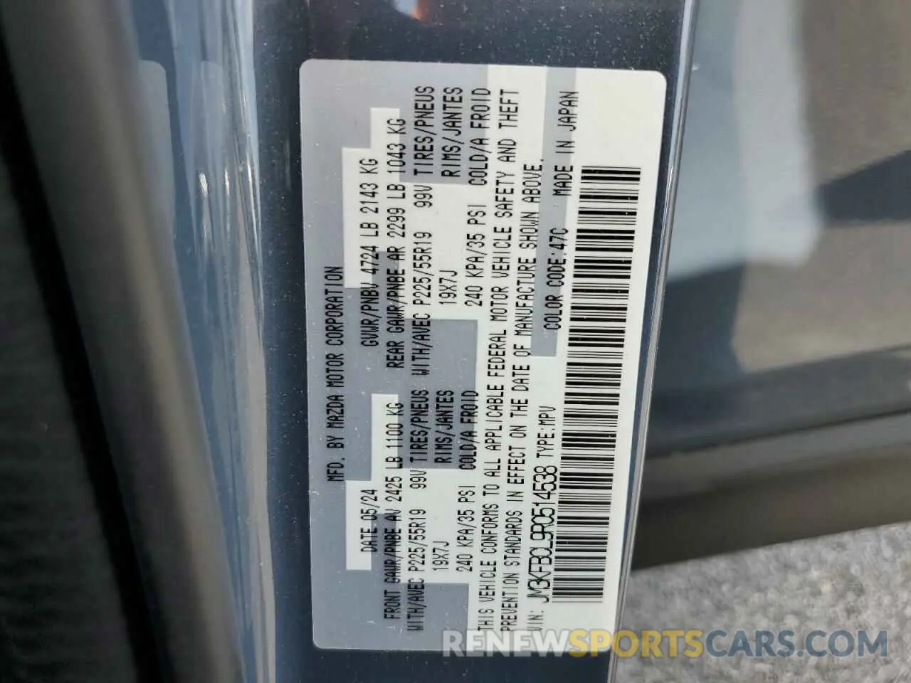 13 fotografías del automóvil dañado JM3KFBCL9R0514538 MAZDA CX-5 PREFE 2024