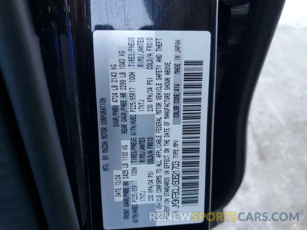 12 fotografías del automóvil dañado JM3KFBCLXS0621703 MAZDA CX-5 PREFE 2025