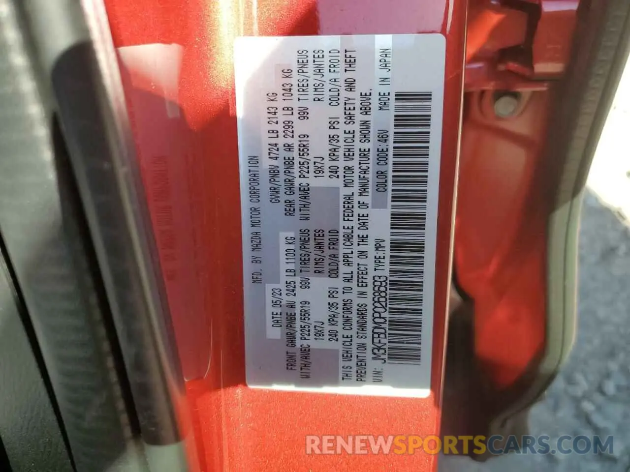 15 fotografías del automóvil dañado JM3KFBDM0P0268693 MAZDA CX-5 PREMI 2023