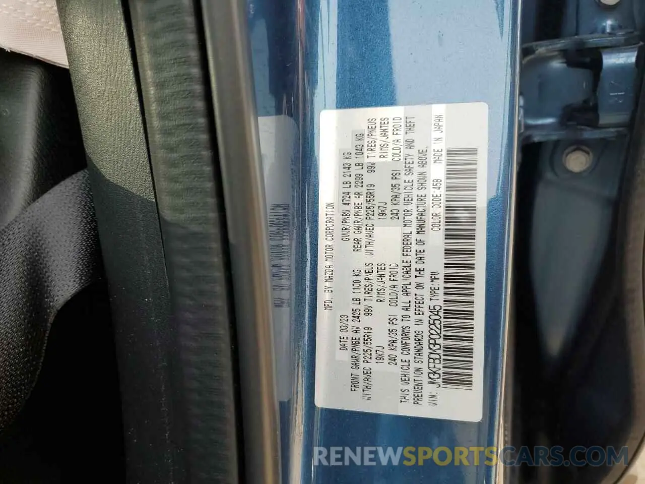 12 fotografías del automóvil dañado JM3KFBDM3P0225045 MAZDA CX-5 PREMI 2023