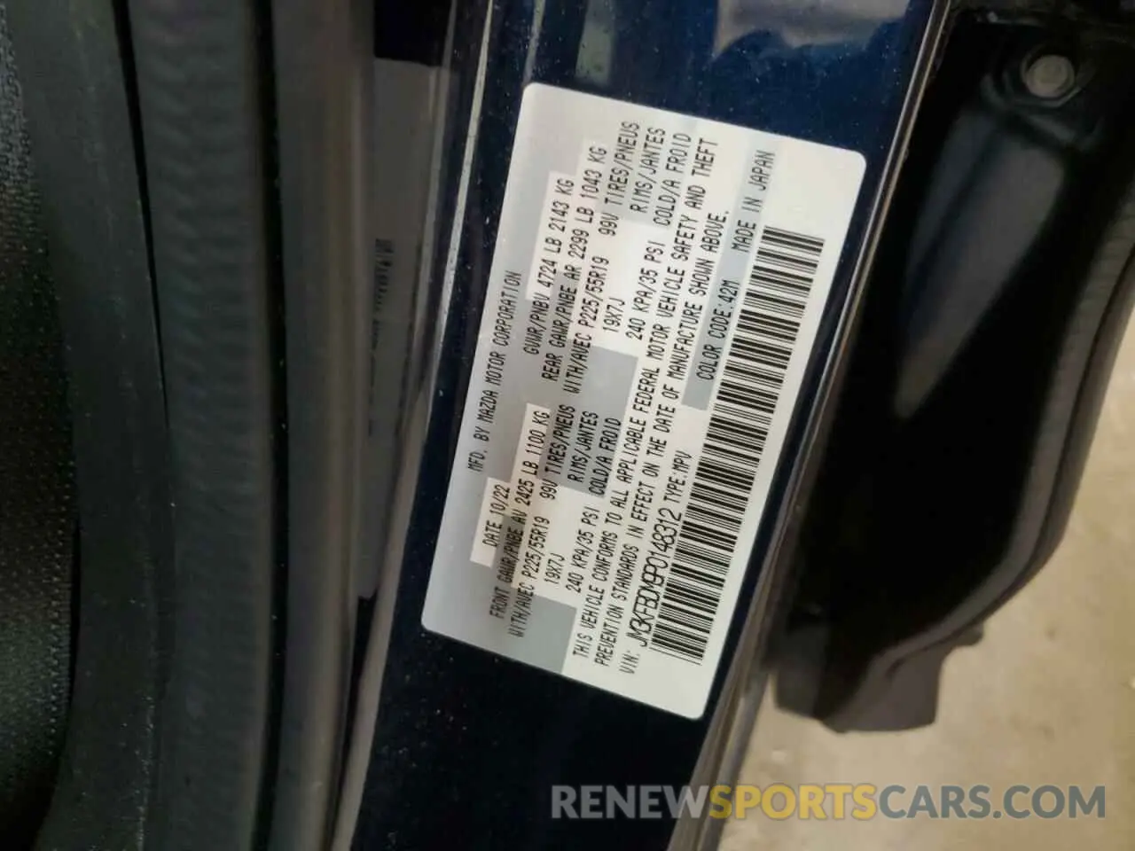 12 fotografías del automóvil dañado JM3KFBDM9P0148312 MAZDA CX-5 PREMI 2023